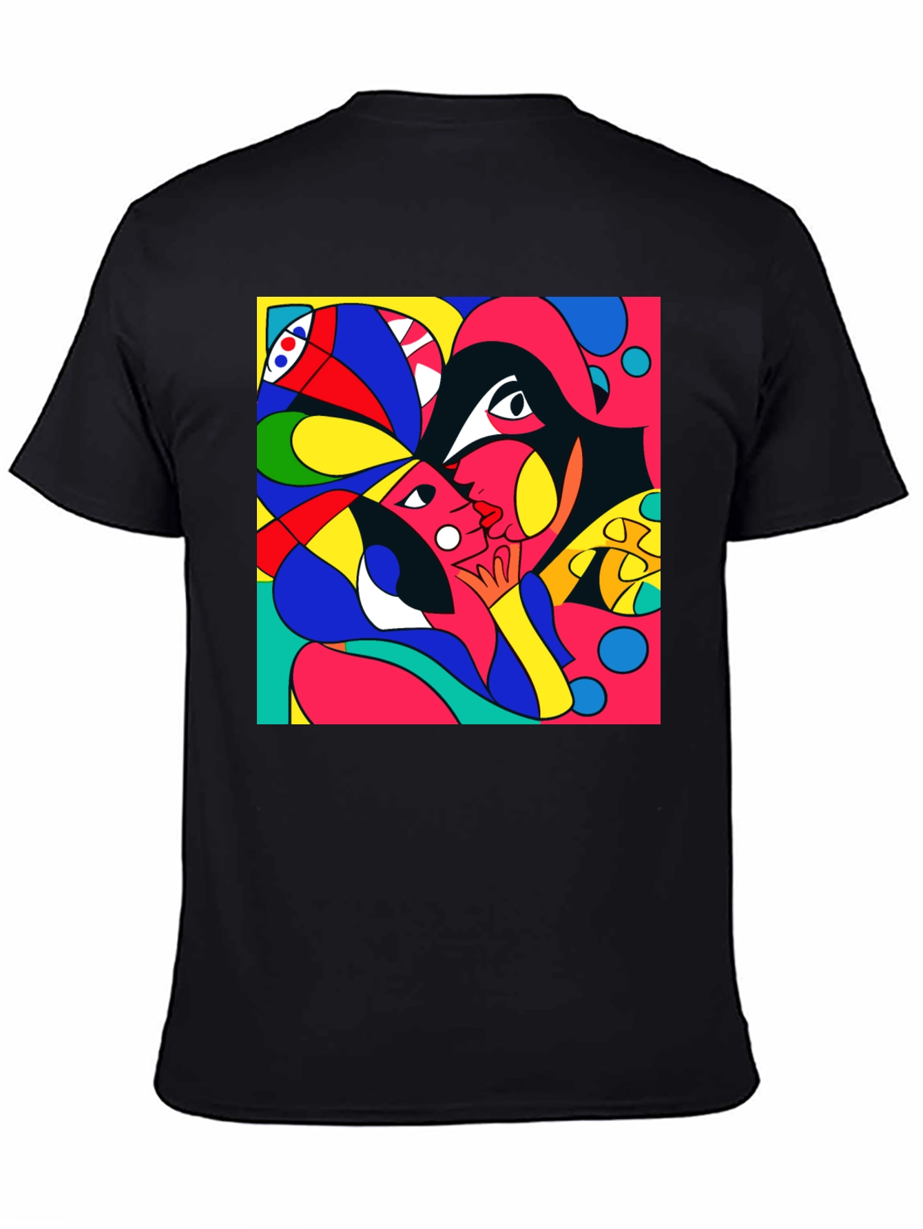 Black Abstract Art Graphic Tee - Modern Casual Style view 4