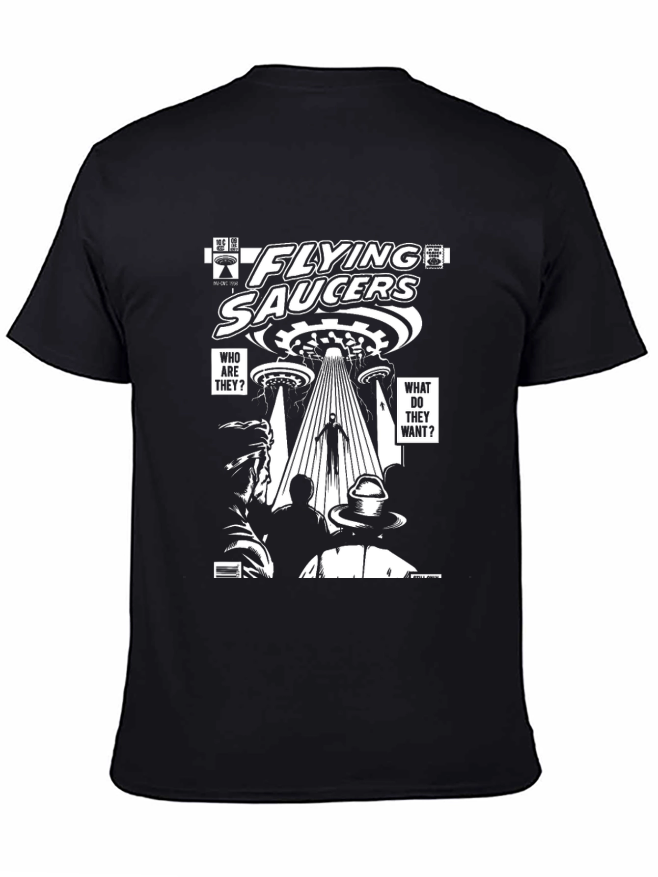 Black Flying Saucers Graphic Novelty T-Shirt view 4
