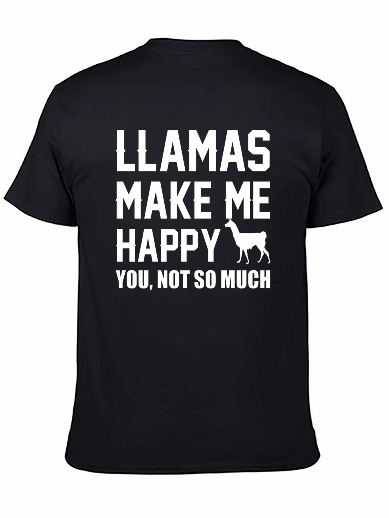 Black Llamas Make Me Happy T-Shirt view 4