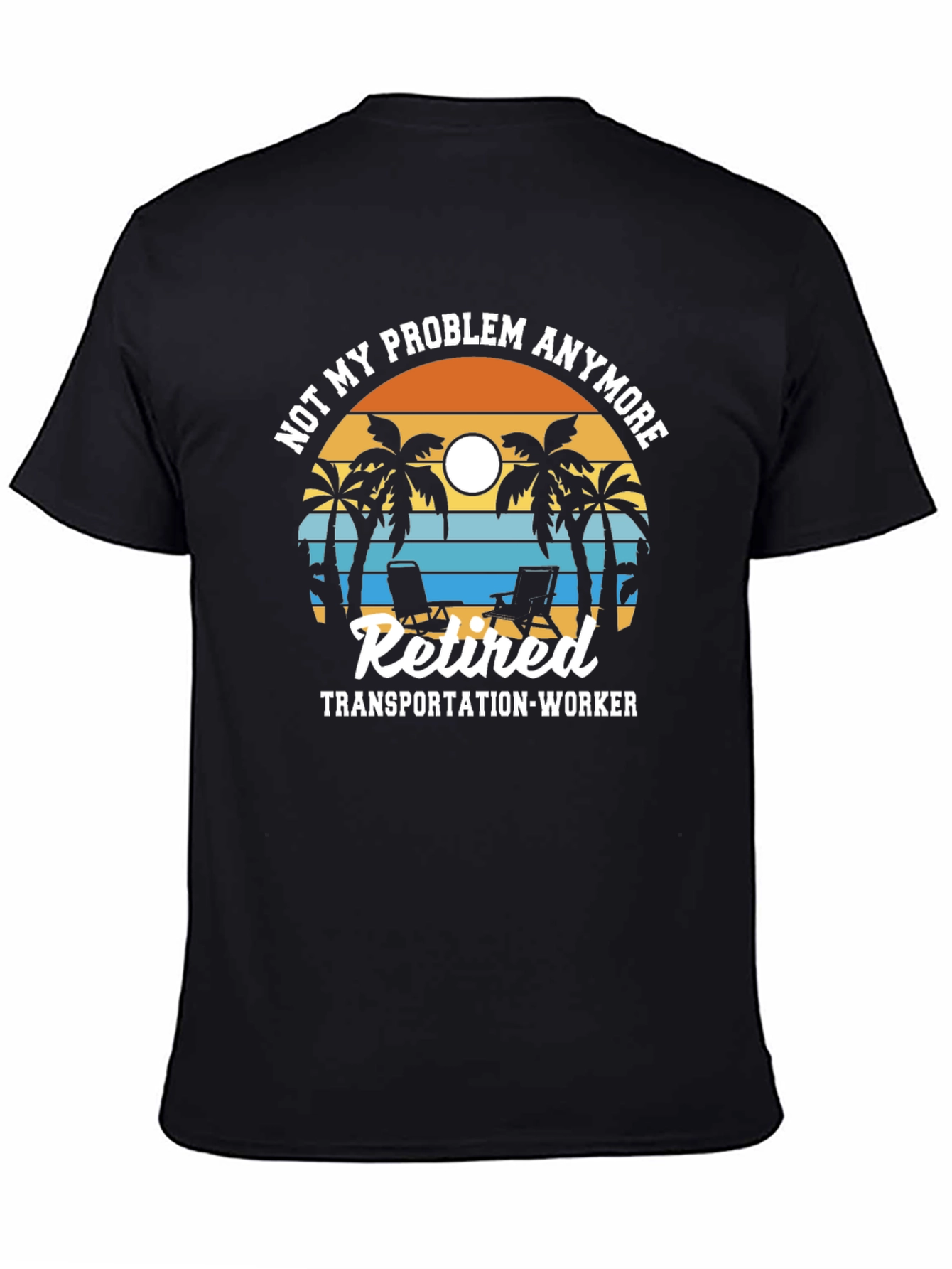 Black Retired Transportation Worker Graphic T-Shirt view 4