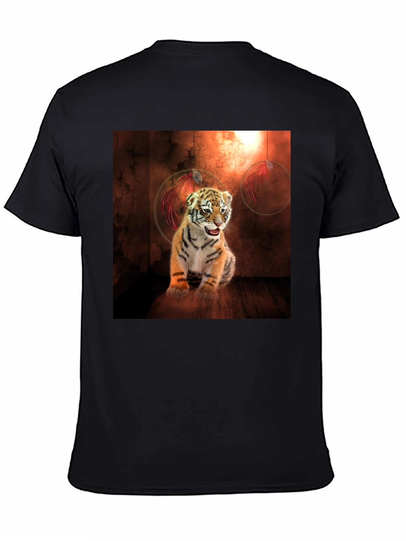 Black Tiger Cub Graphic Tee - Black Cotton Blend view 4