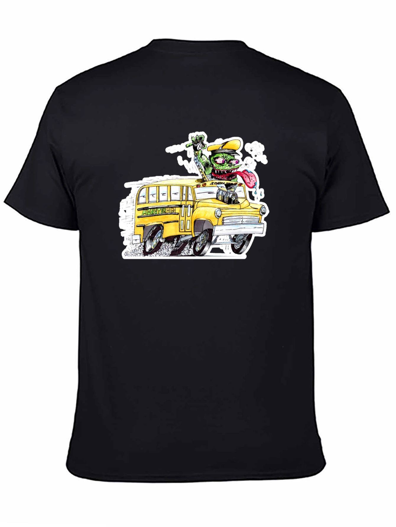 Black Monster School Bus Black T-Shirt view 4
