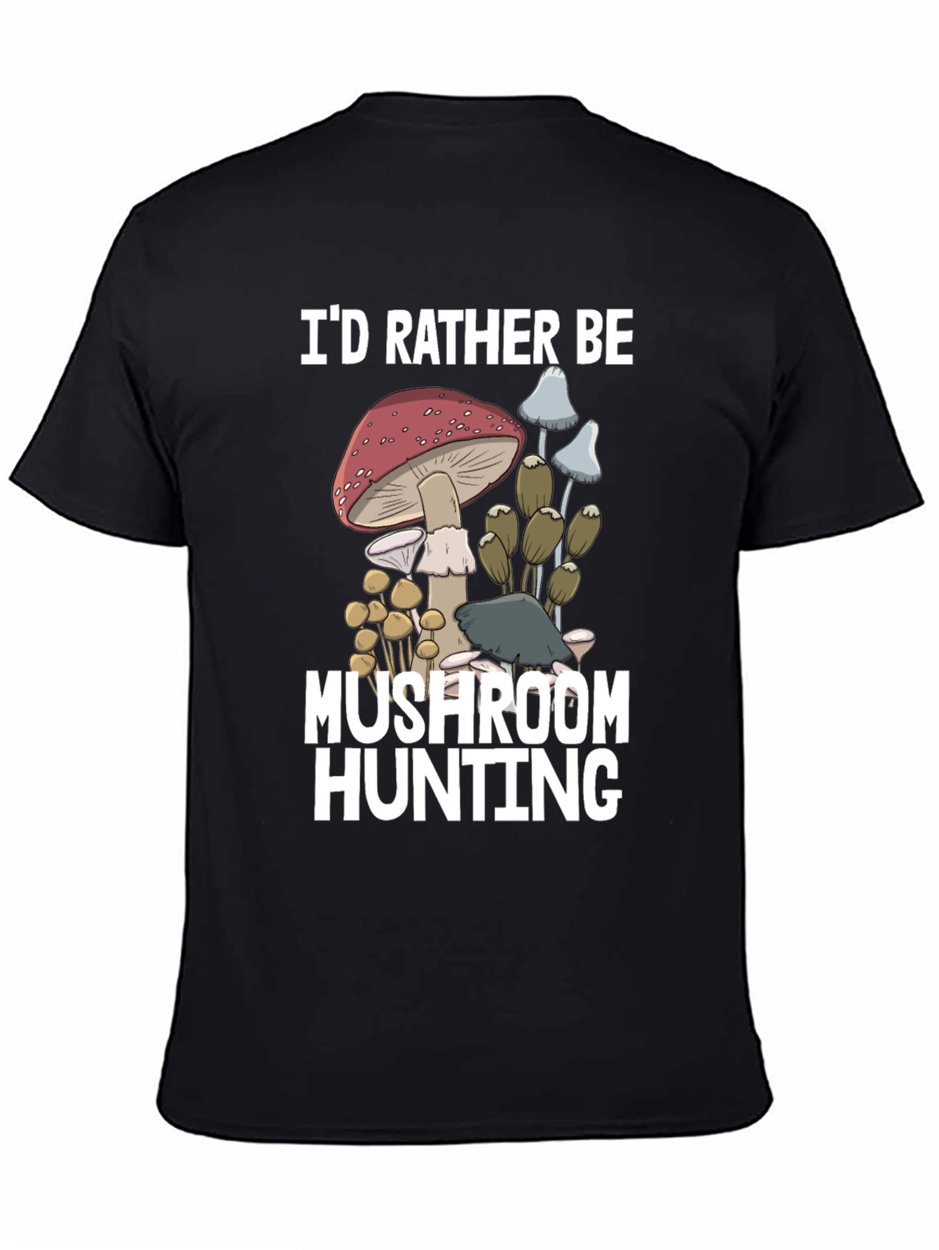 Black Mushroom Hunting Graphic Tee view 4