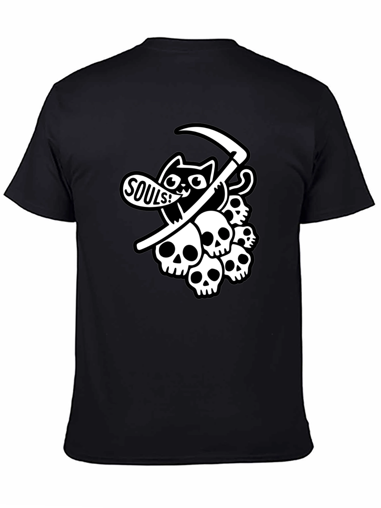 Black Grim Reaper Cat T-Shirt - Souls! view 4