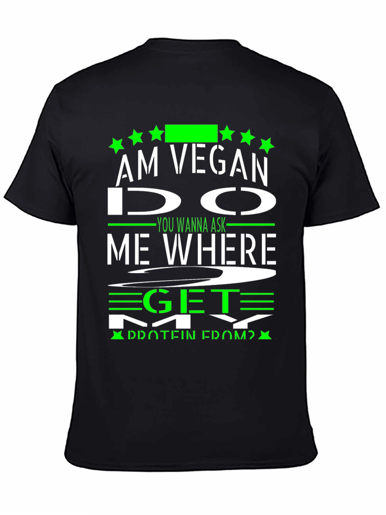 Black Vegan Protein T-Shirt - Funny Vegan Gift view 4