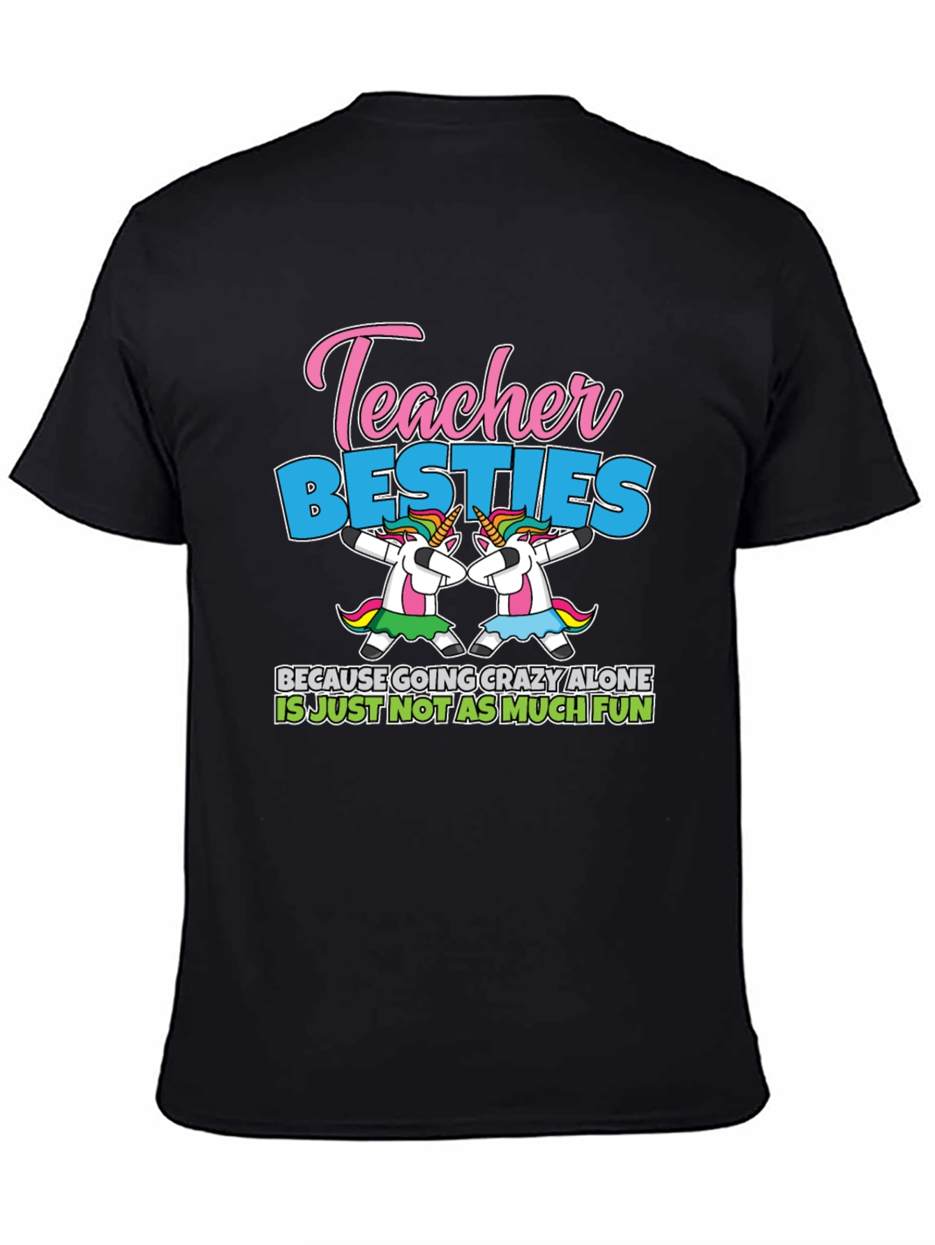 Black Teacher Besties Unicorn T-Shirt view 4