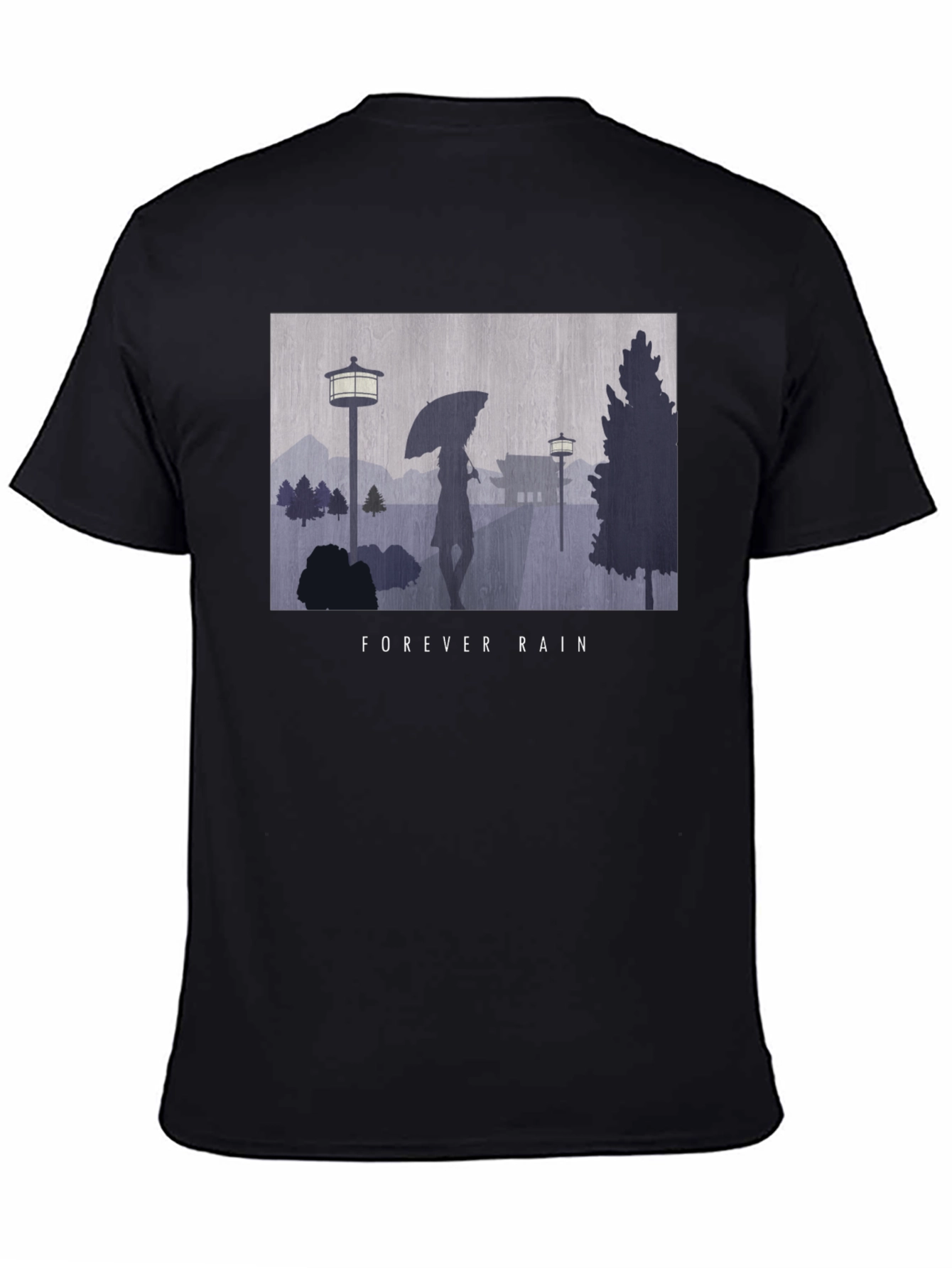 Black Forever Rain Graphic Tee - Unisex Black T-Shirt view 4