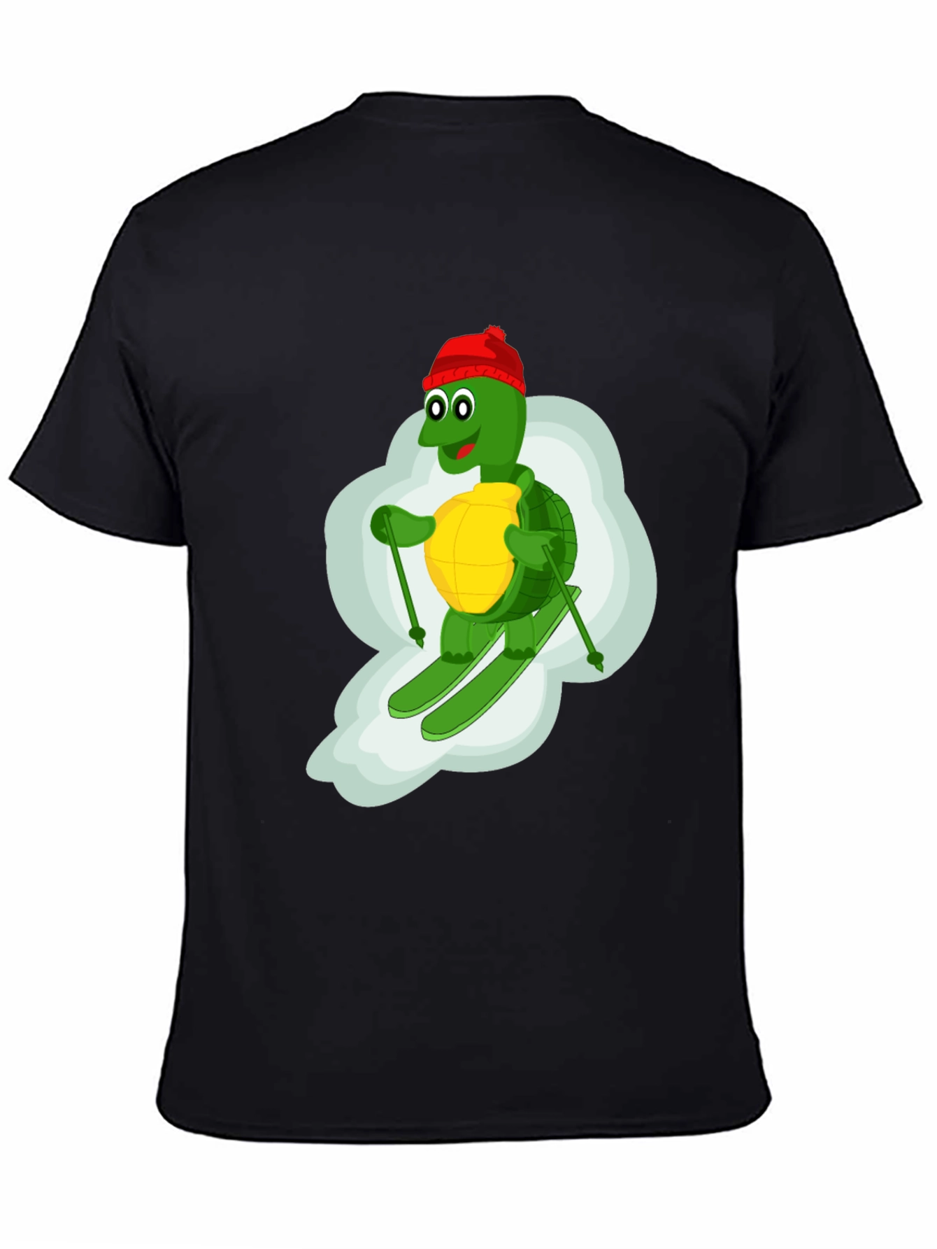 Black Skiing Turtle T-Shirt - Fun Cartoon Graphic Tee view 4