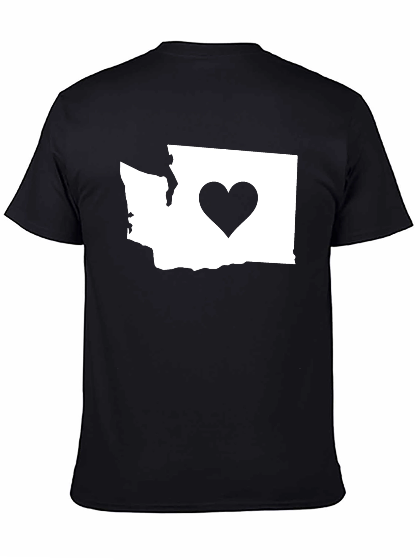Black Washington State Heart T-Shirt - Black view 4