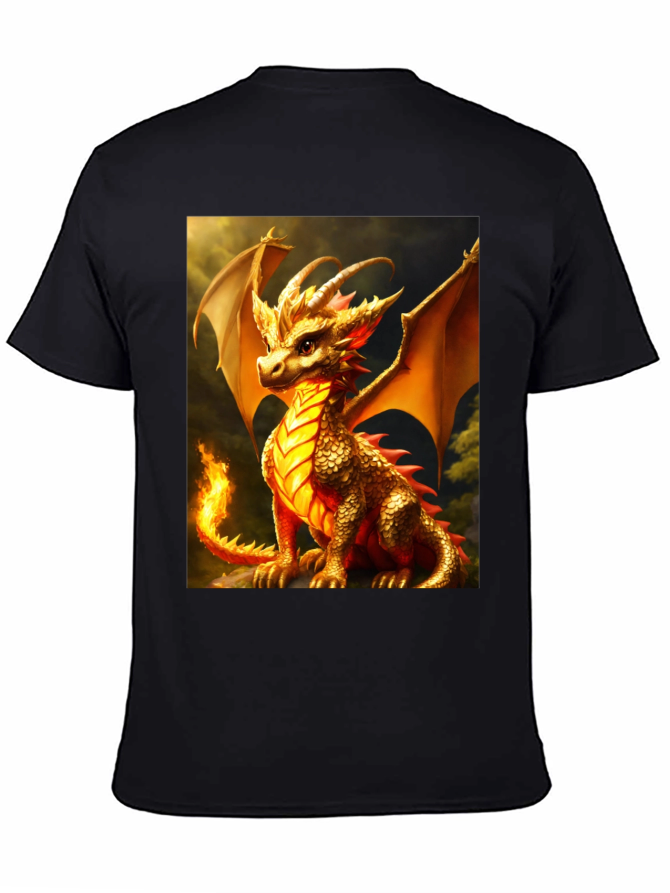 Black Dragon Graphic Tee - Black Cotton Blend T-Shirt view 4
