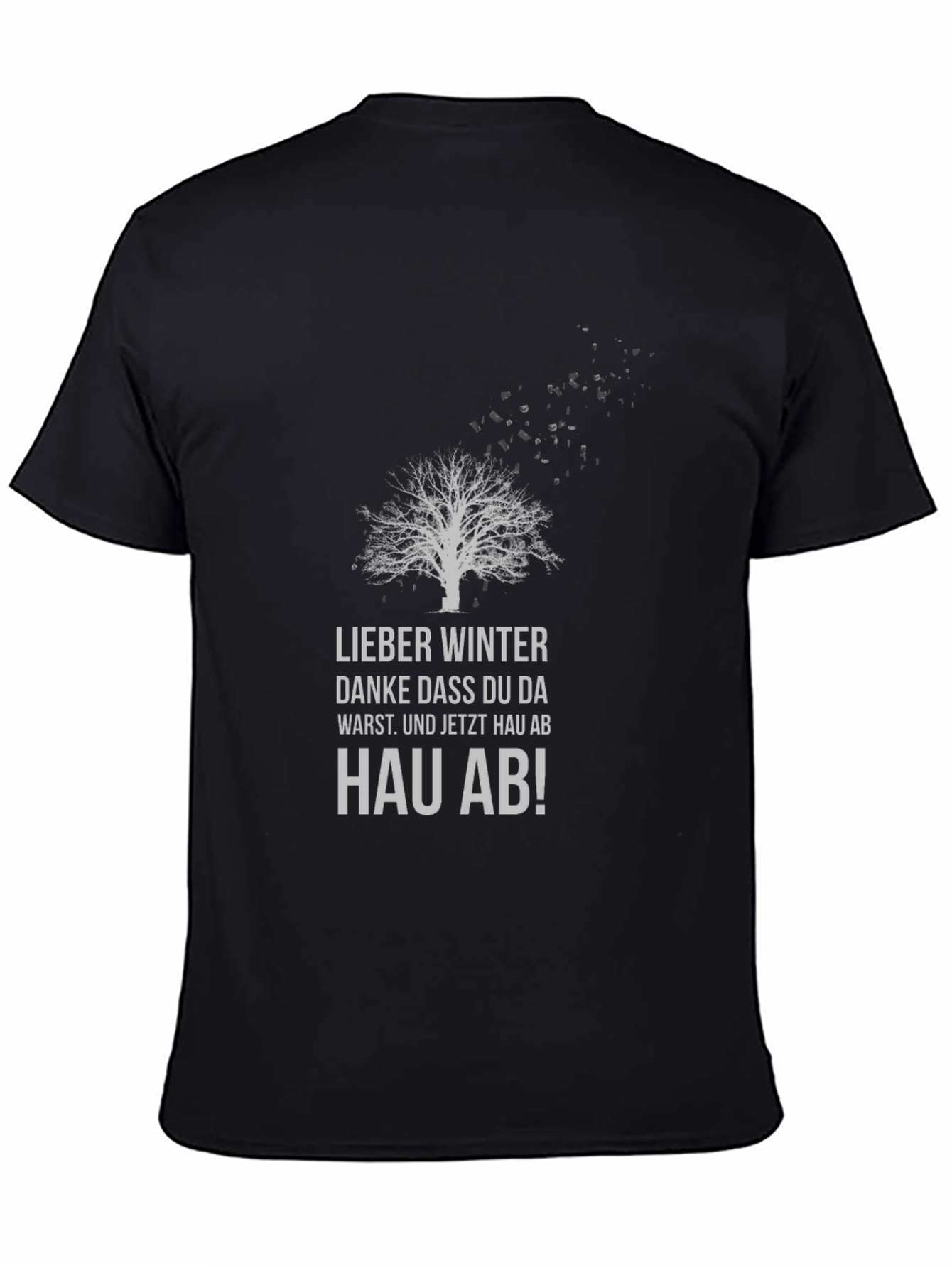 Black Winter's Gone Black T-Shirt - Tree Design view 4