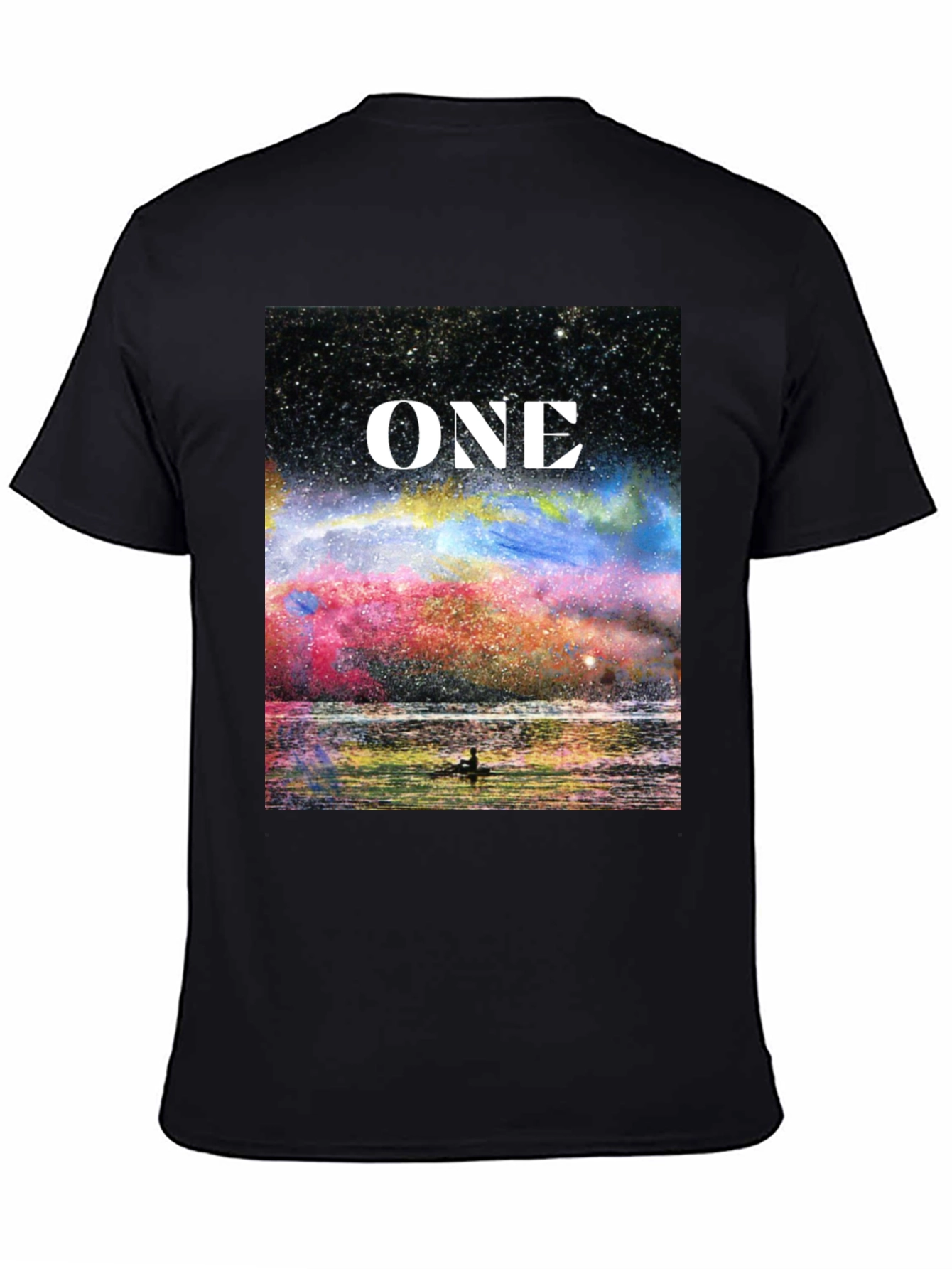 Black One Galaxy T-Shirt - Celestial Design Black Tee view 4