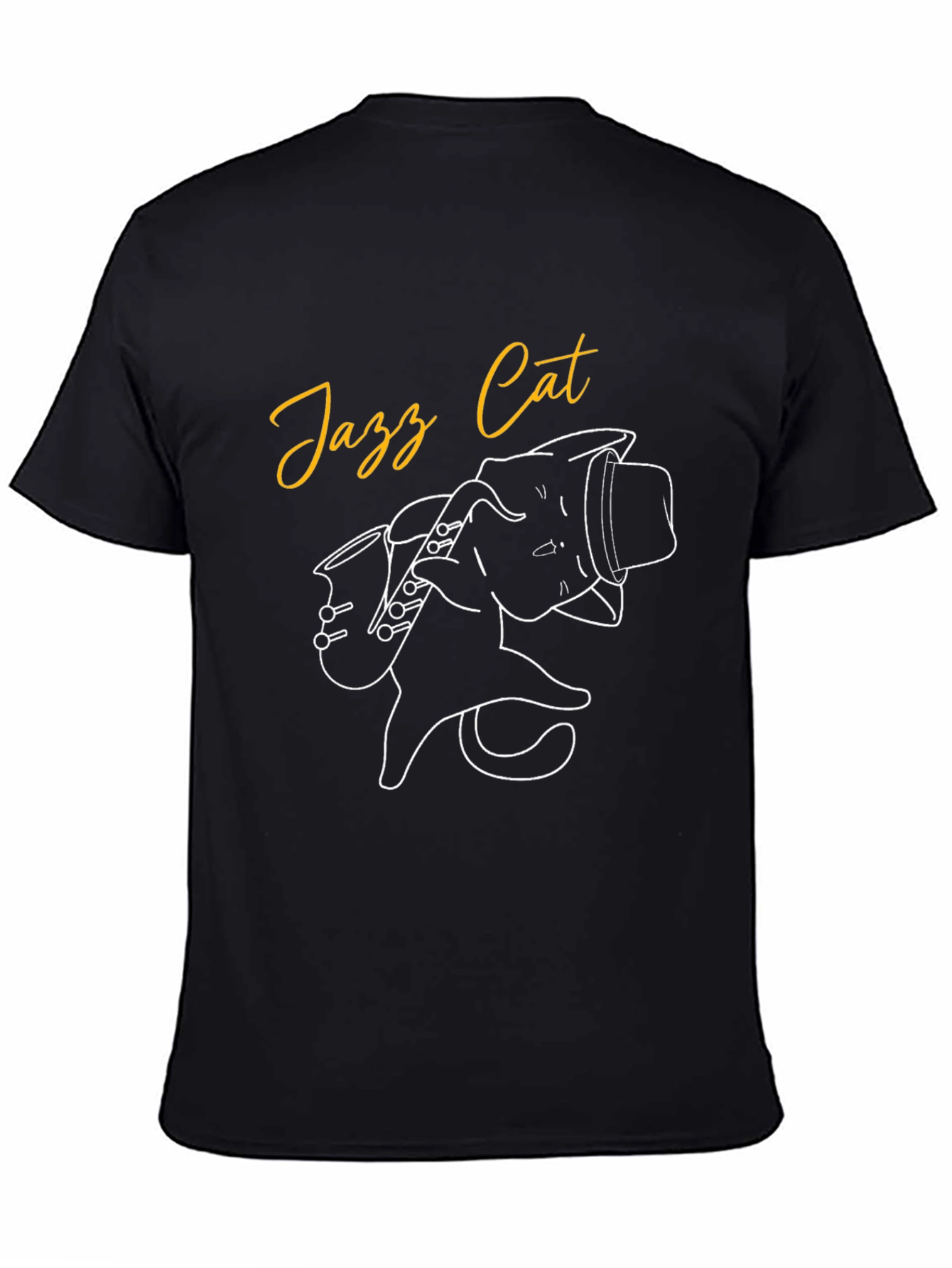 Black Cool Jazz Cat T-Shirt view 4