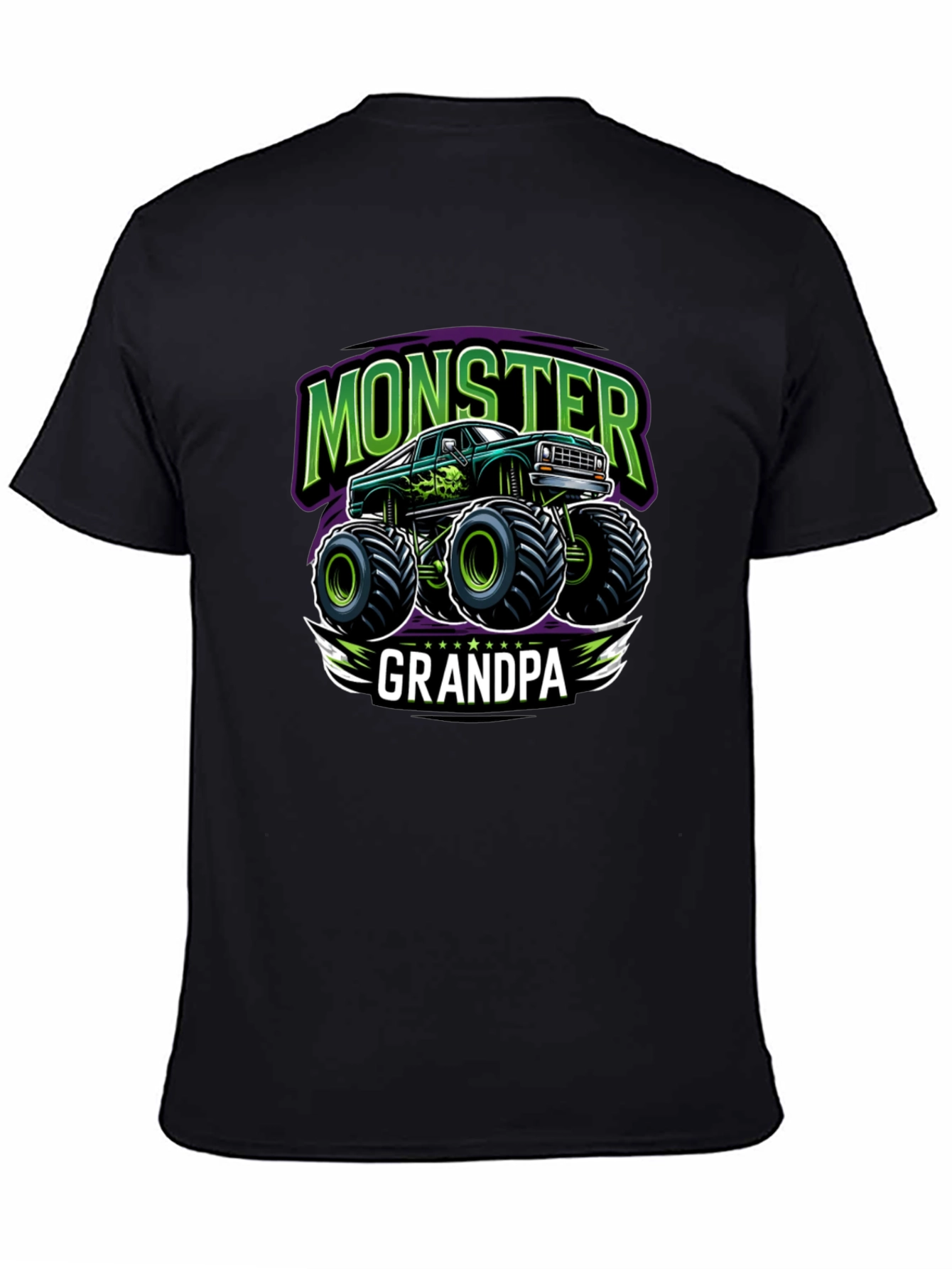 Black Monster Truck Grandpa T-Shirt view 4