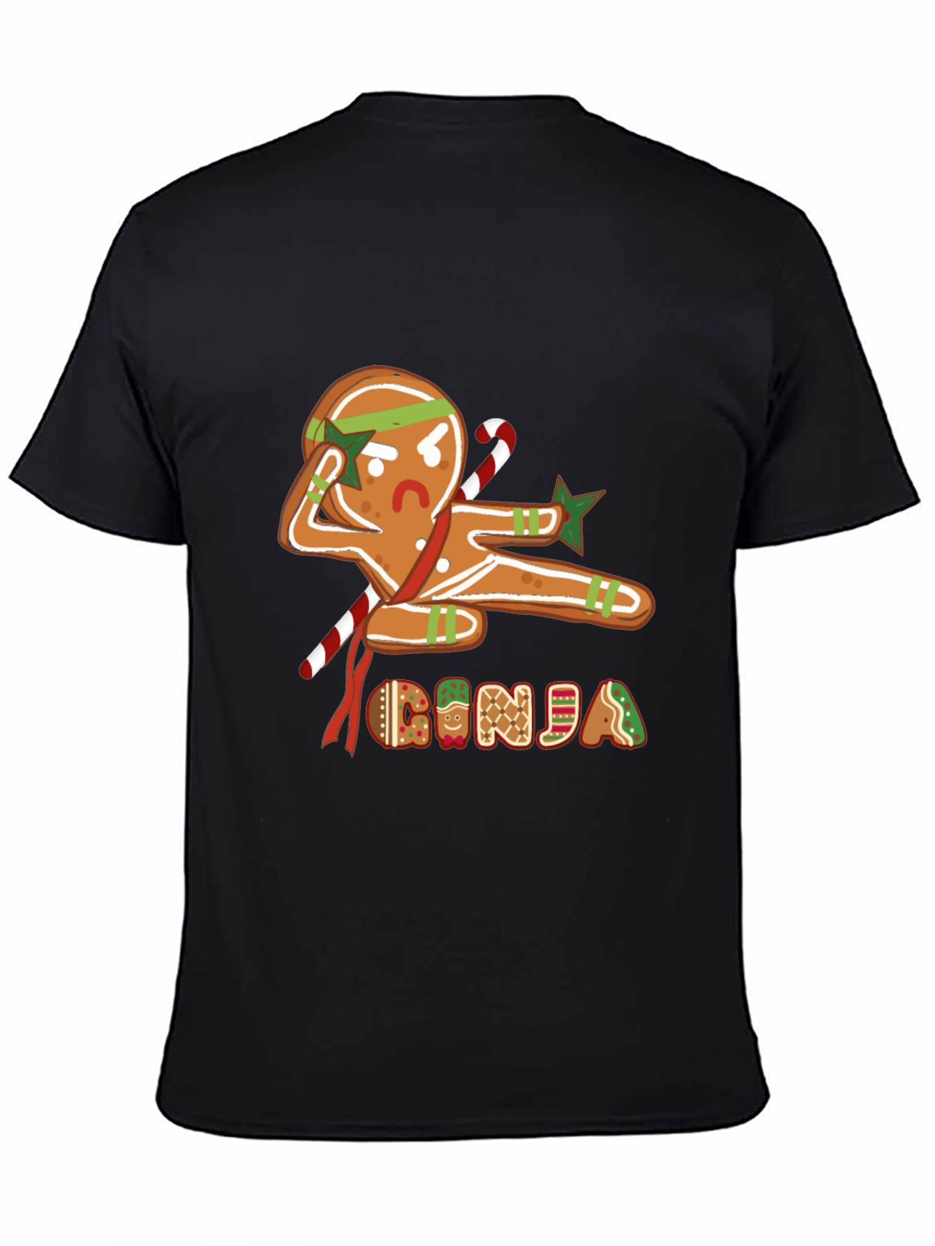 Black Gingerbread Ninja Graphic T-Shirt - Holiday Fun view 4