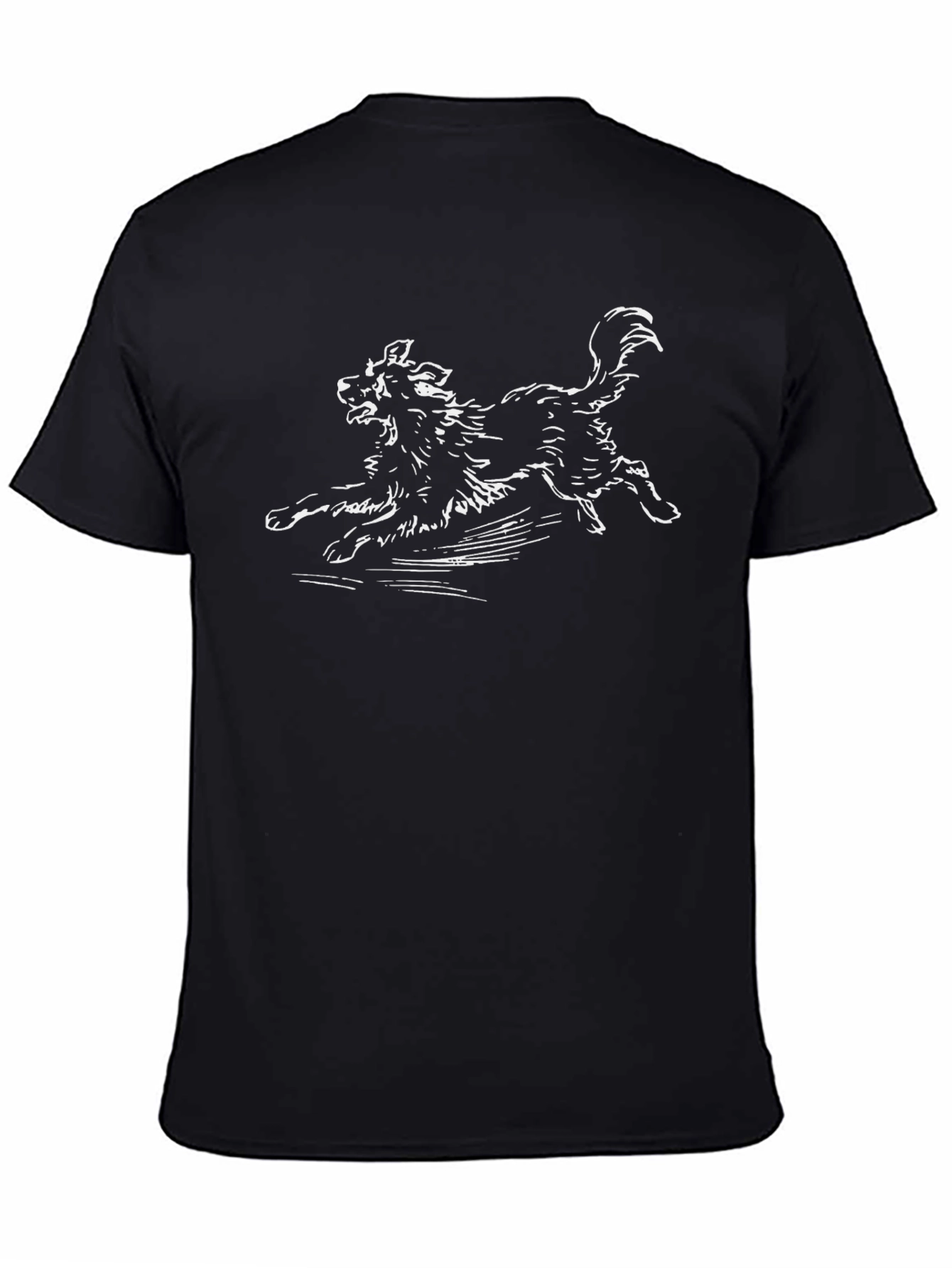 Dog Sketch Graphic Black T-Shirt - 4