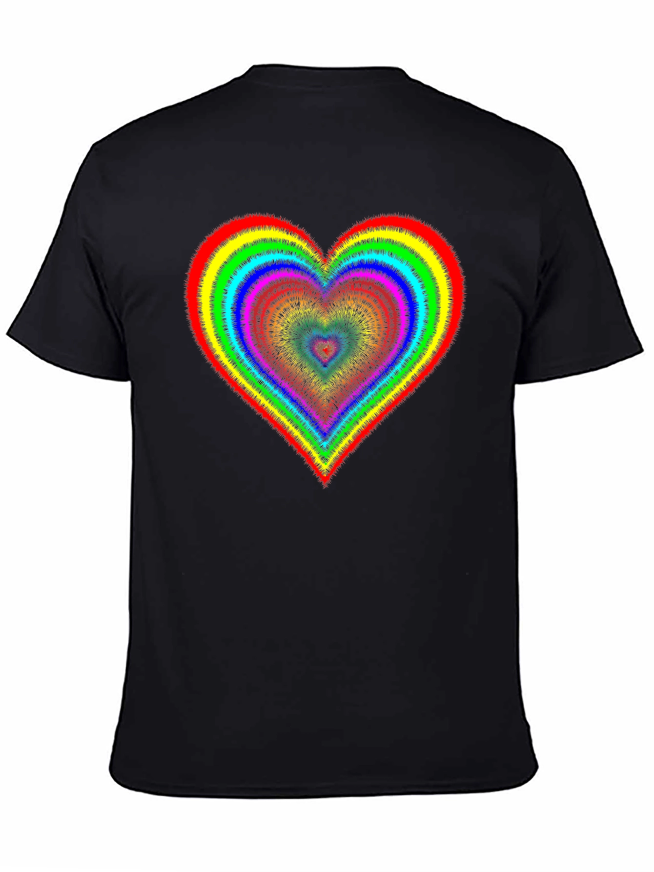 Black Rainbow Heart Graphic Black T-Shirt view 4