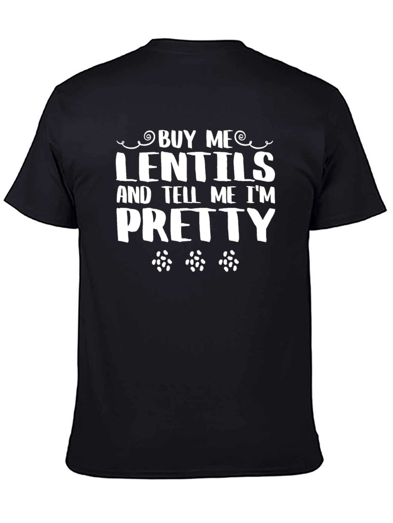 Black Buy Me Lentils Funny Graphic Tee view 4
