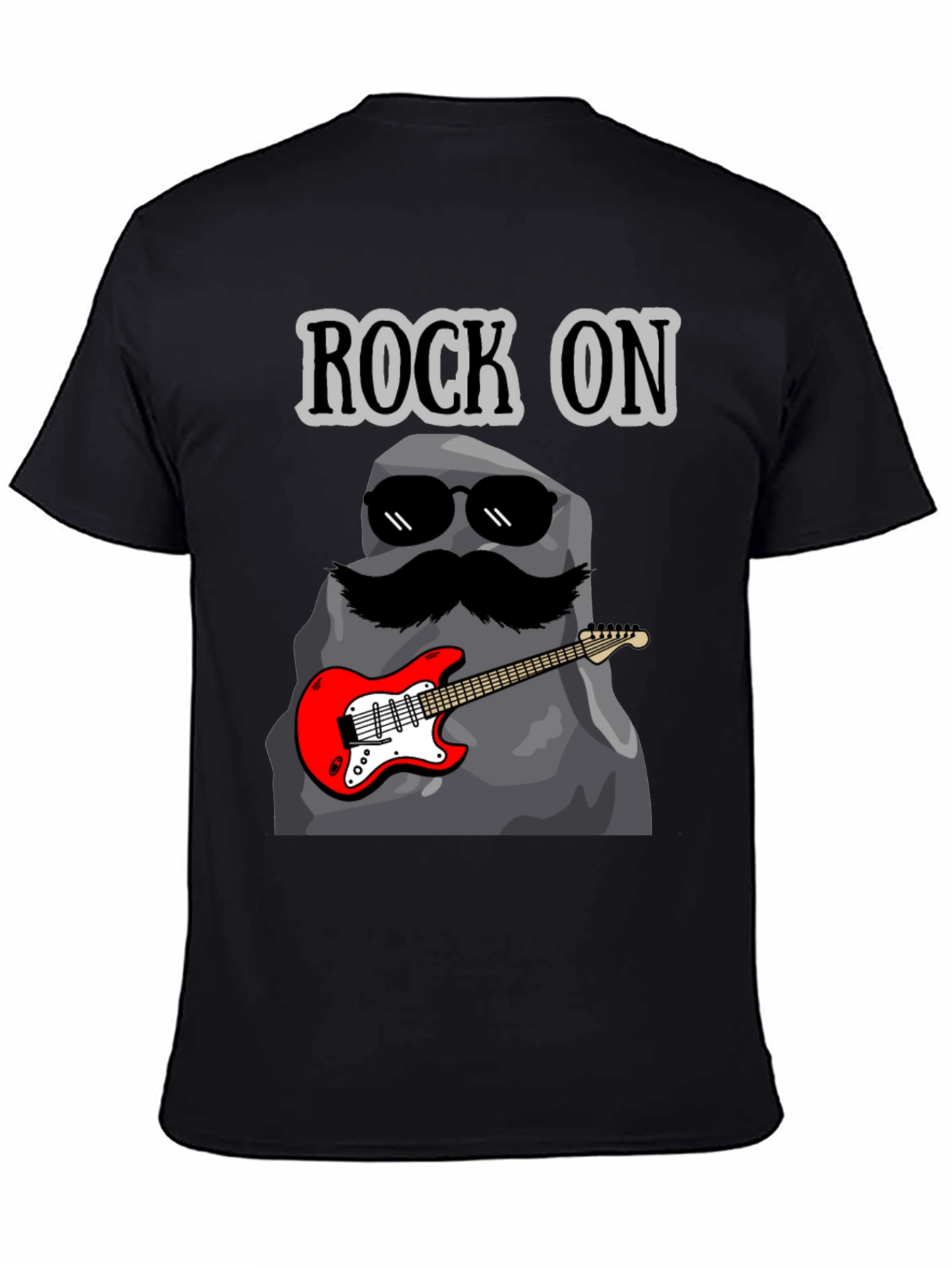 Black Rock On Graphic Tee - Funny Music Lover T-Shirt view 4
