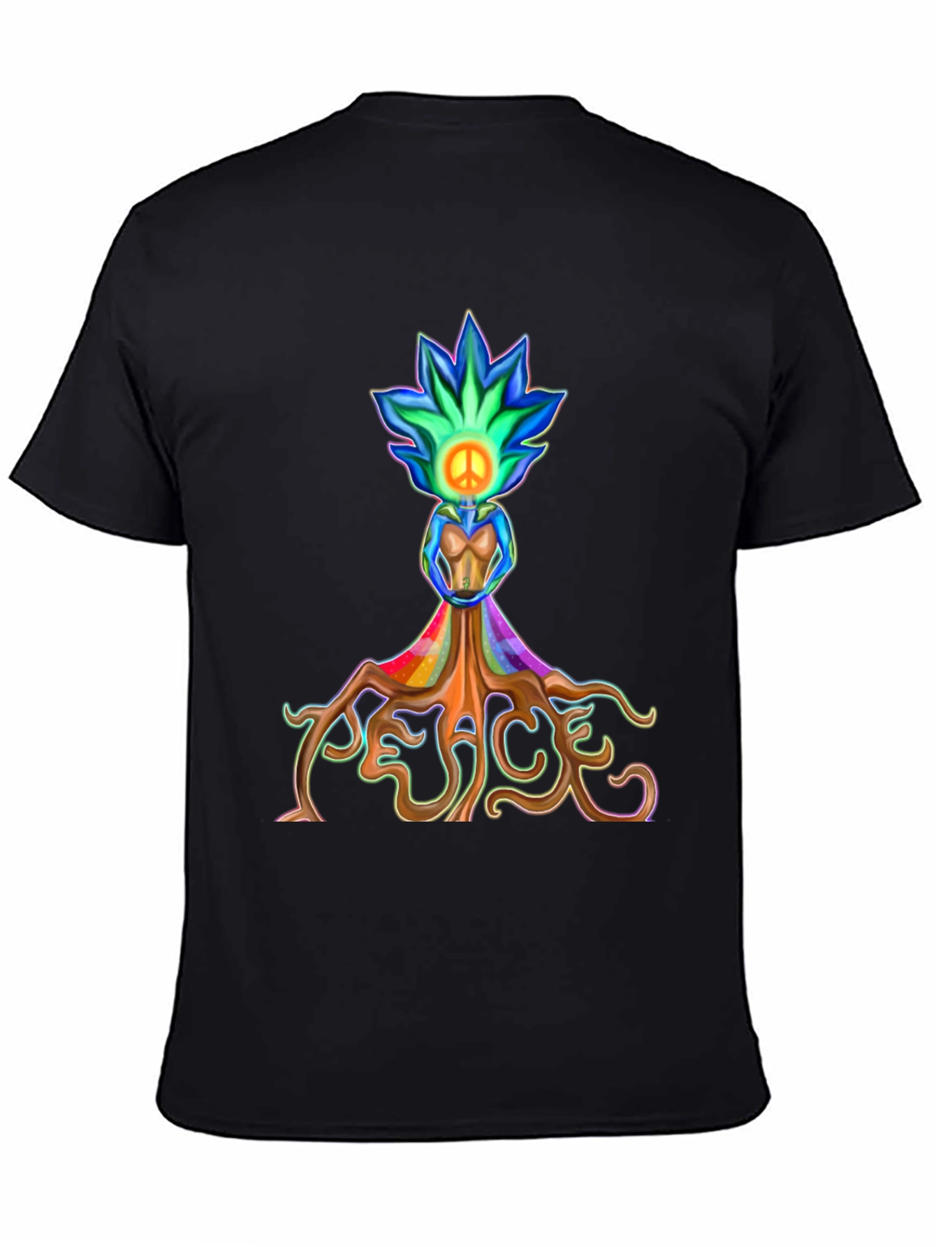 Black Peace Tree T-Shirt - Colorful Graphic Tee view 4
