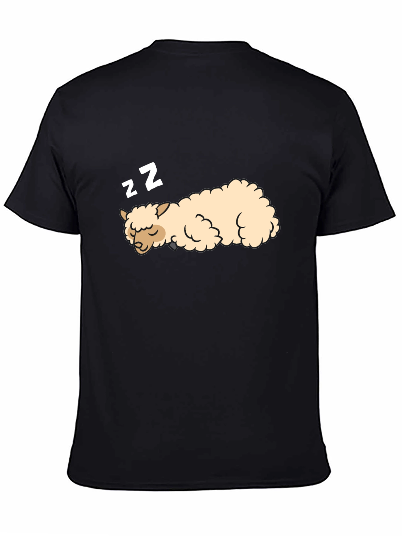 Black Sleeping Alpaca Black T-Shirt - Cute & Comfortable view 4