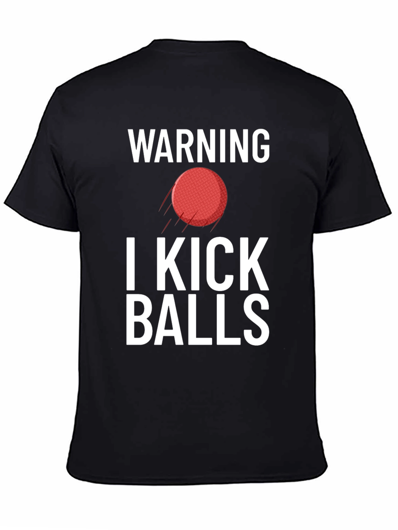 Black Warning I Kick Balls Graphic Tee view 4
