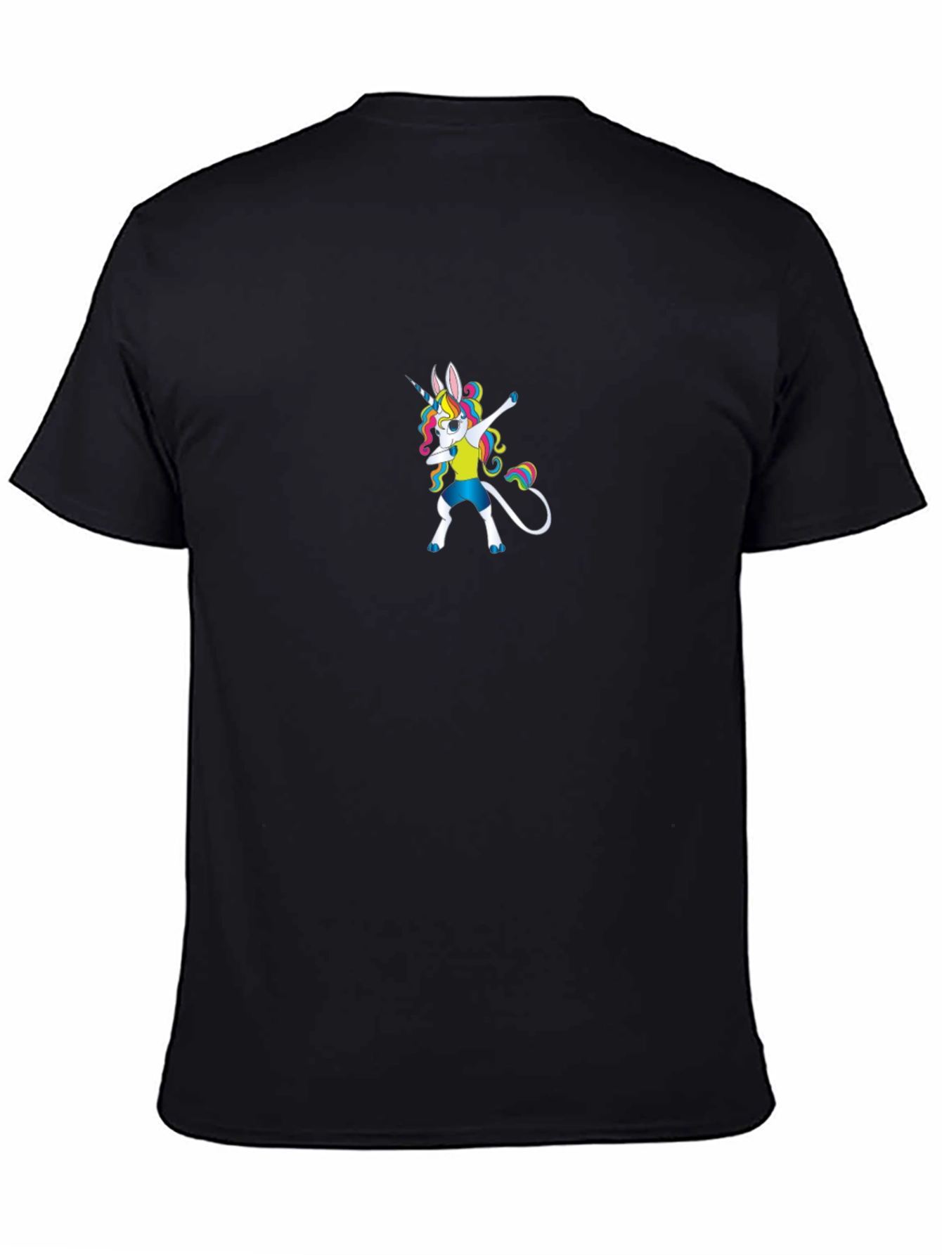 Black Dabbing Unicorn Graphic Tee - Black Cotton Shirt view 4