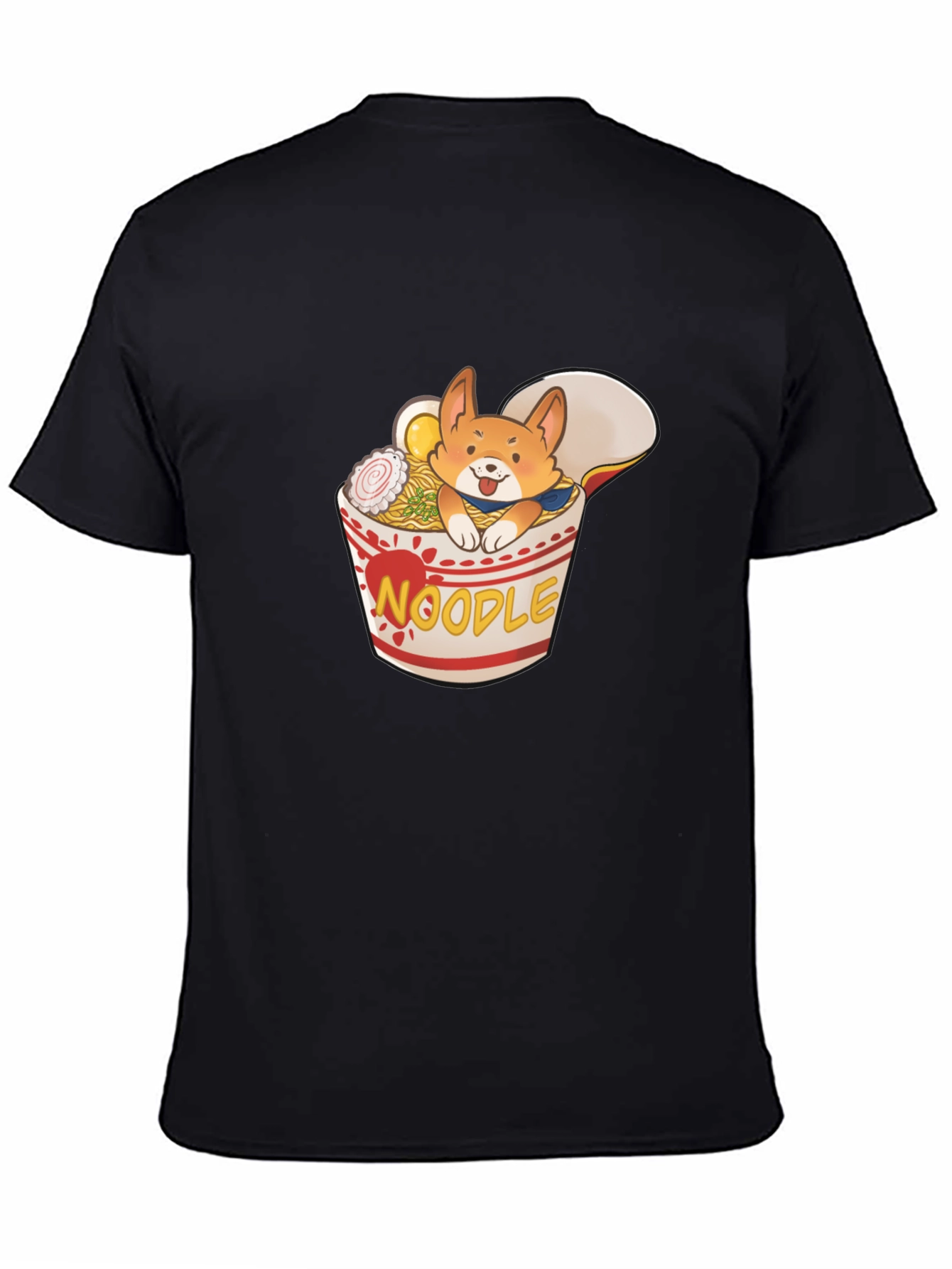 Black Noodle Corgi T-Shirt - Ramen Dog Tee view 4