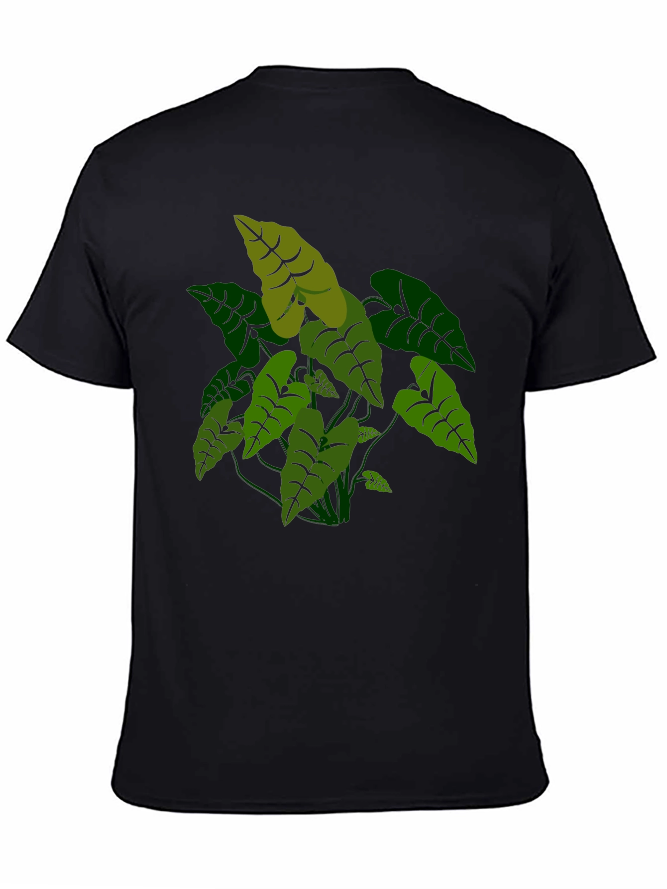 Black Tropical Plant Graphic Tee - Black Cotton T-Shirt view 4