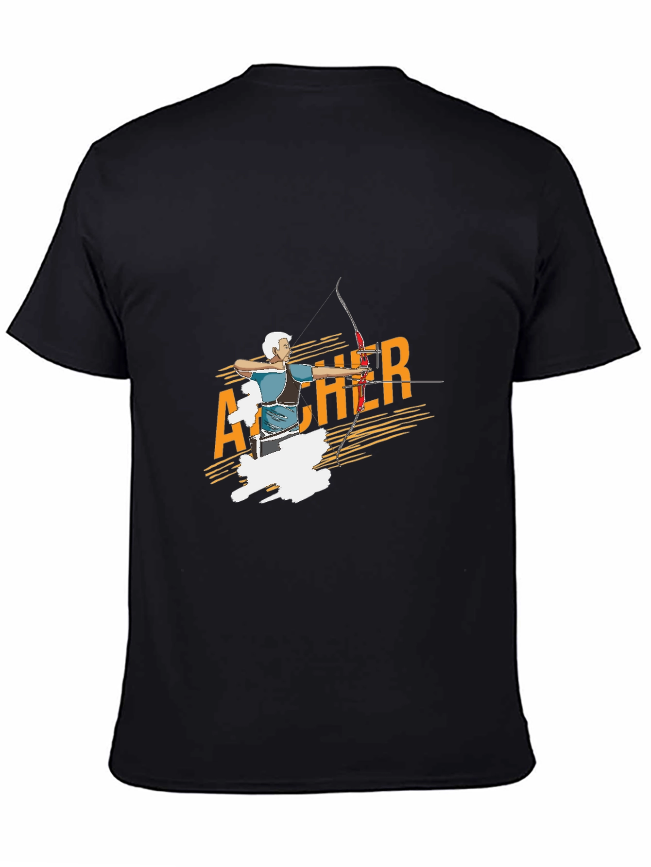 Black Archer Graphic T-Shirt - Sporty Tee for Men view 4