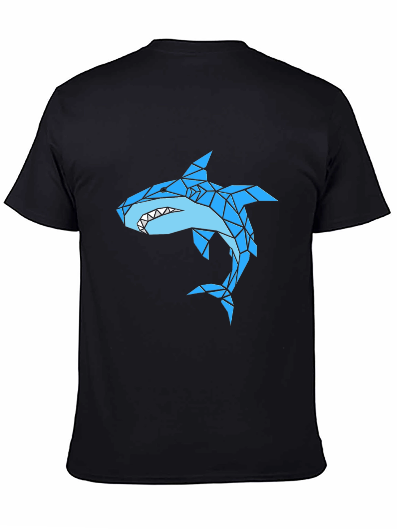 Black Geometric Shark Graphic Black T-Shirt view 4