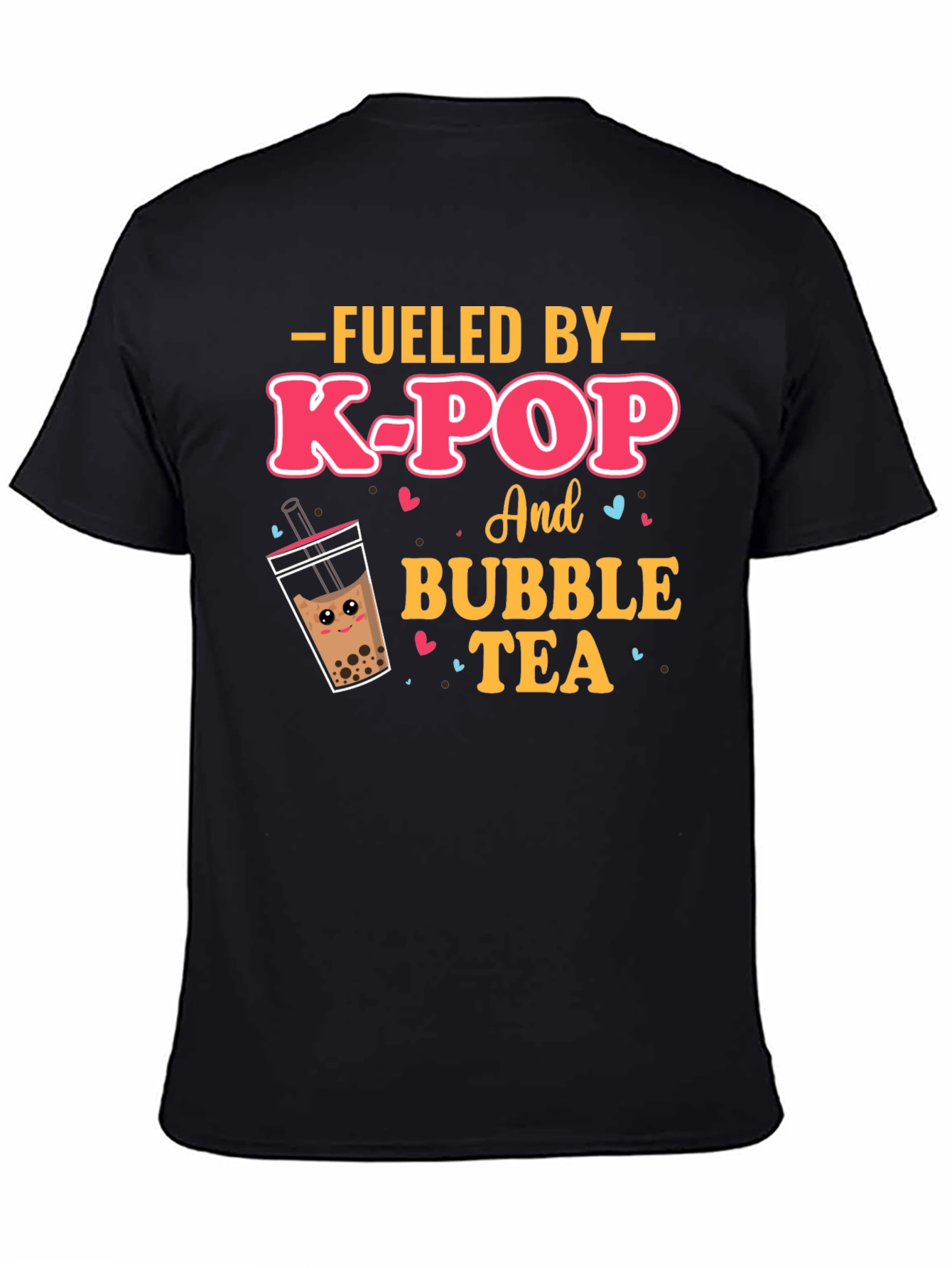 Black Fueled By K-Pop & Bubble Tea Graphic Tee view 4