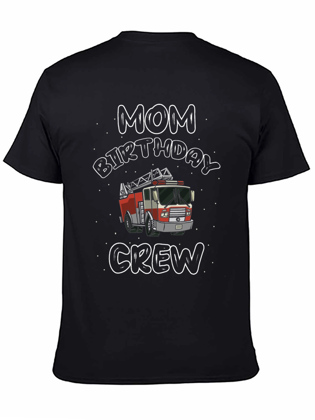 Black Mom Birthday Crew Firetruck Graphic T-Shirt view 4
