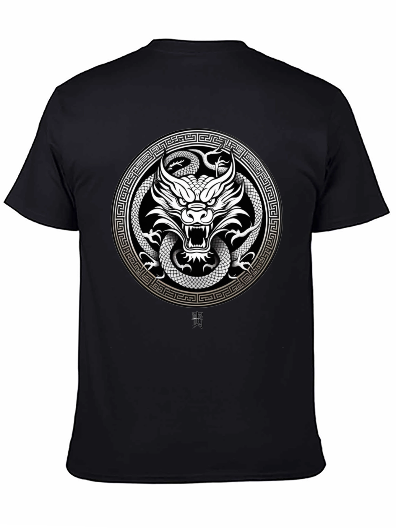 Black Dragon and Snake Graphic Tee - Black view 4