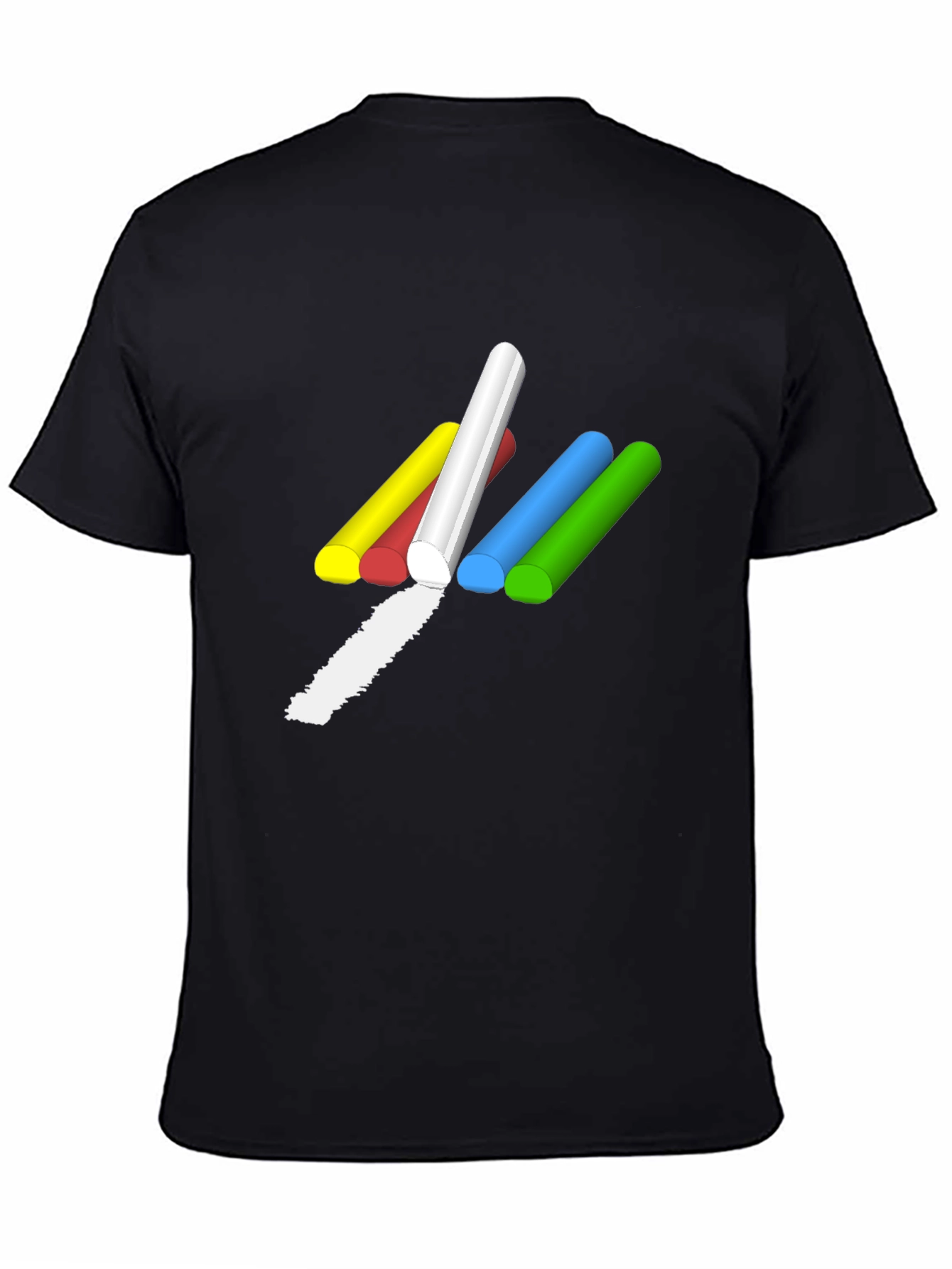 Black Colorful Chalk T-Shirt - Black Cotton Tee view 4