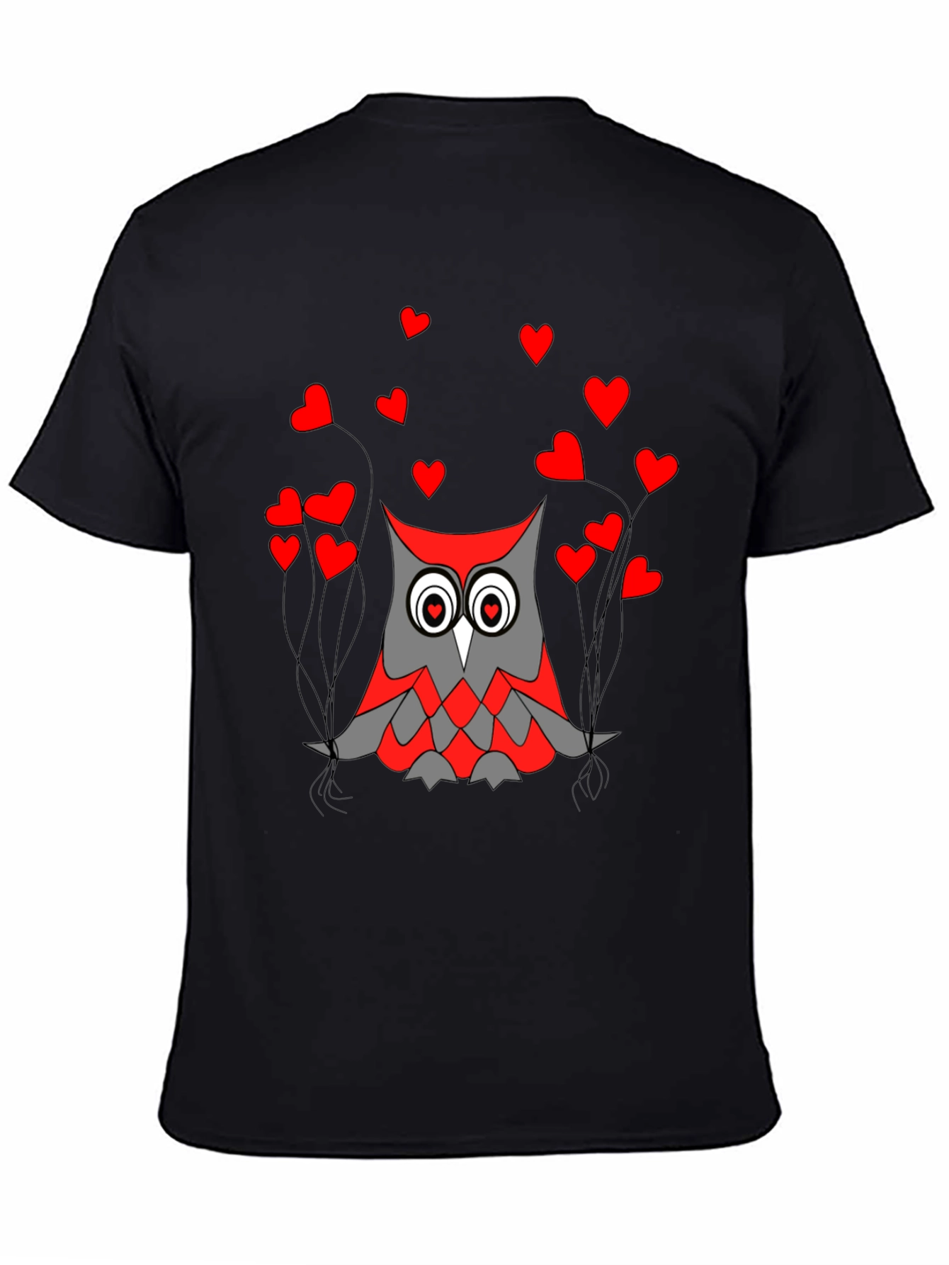 Black Owl Love Graphic Tee - Black Crew Neck T-Shirt view 4