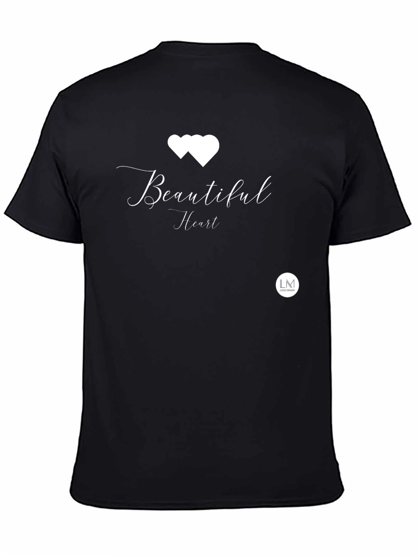 Black Beautiful Heart Black Tee - Stylish Graphic Print T-Shirt view 4
