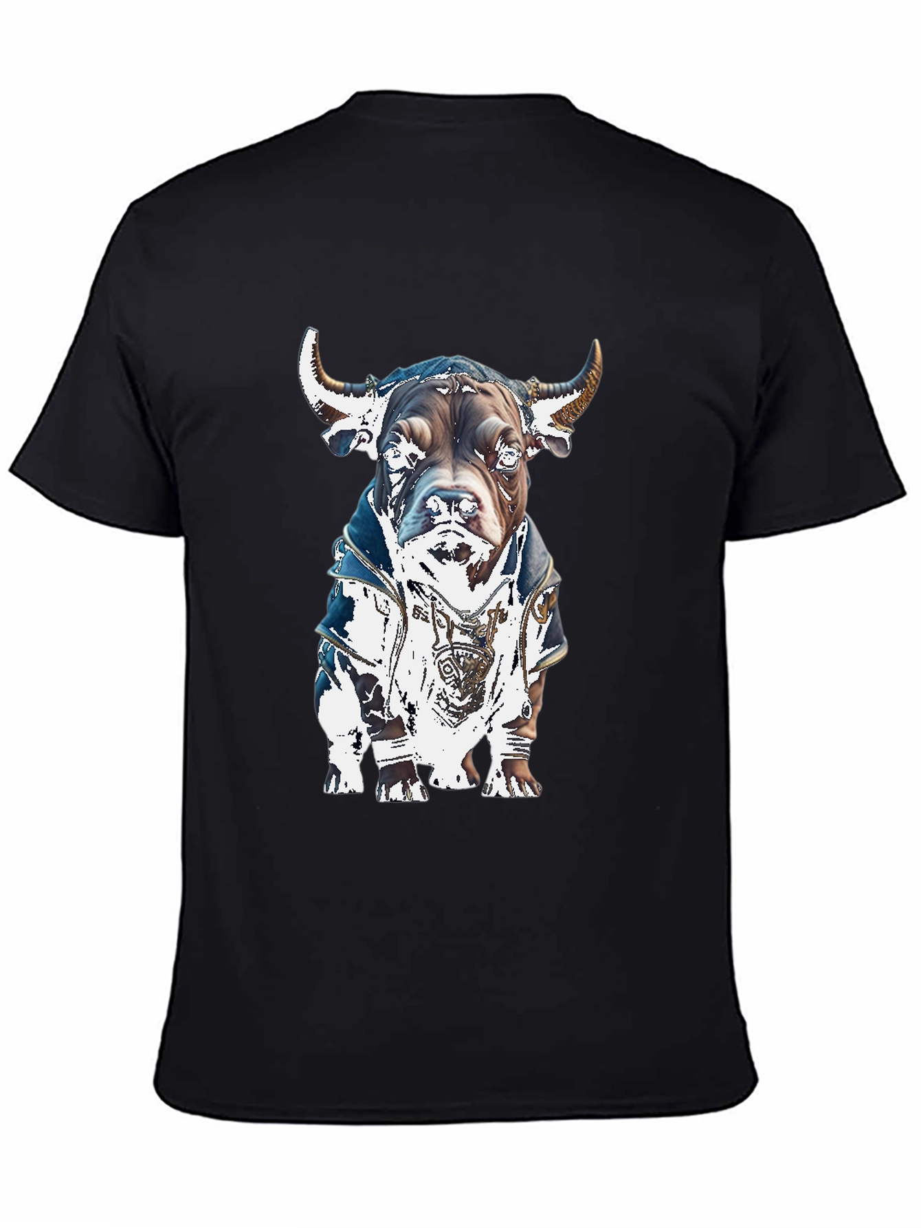 Black Bull Dog Graphic Tee - Stylish Black T-Shirt view 4