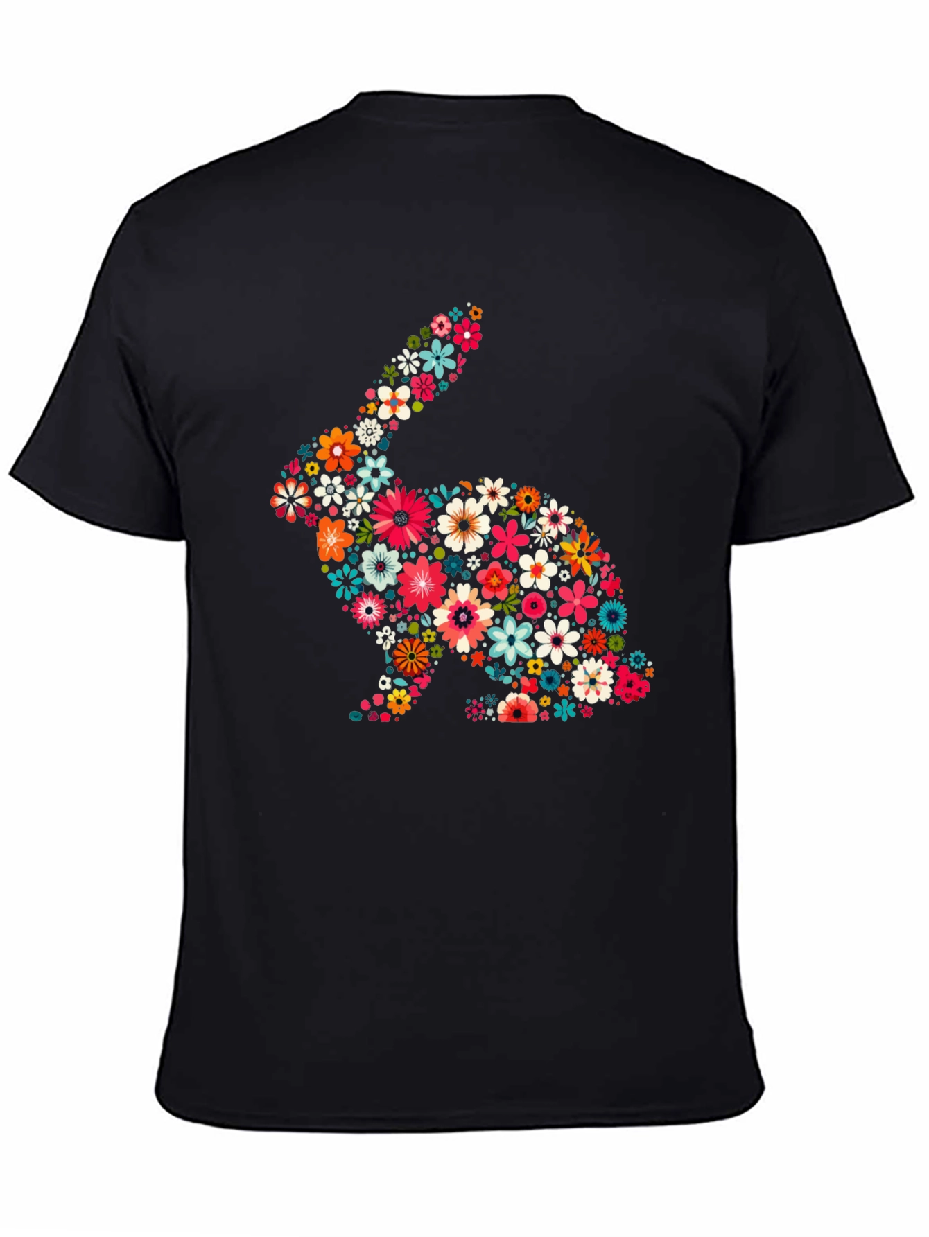 Black Floral Rabbit Graphic Tee - Cute Easter Shirt view 4