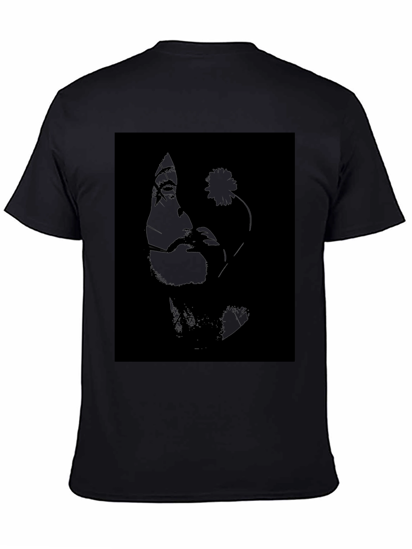 Black Monochrome Portrait Graphic Tee - Classic Black Cotton view 4