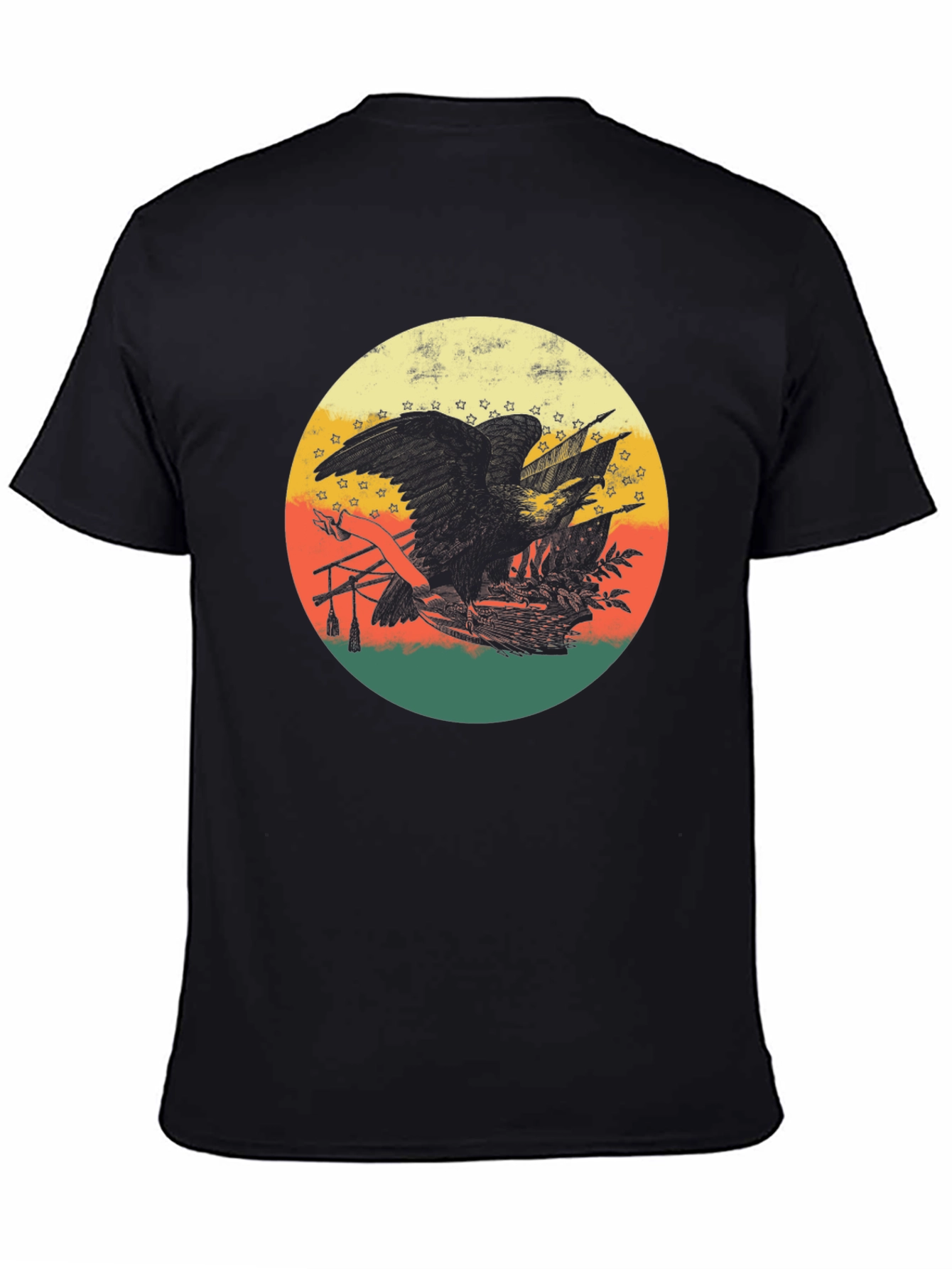 Black Retro Eagle Graphic Tee - Patriotic Vintage Style view 4