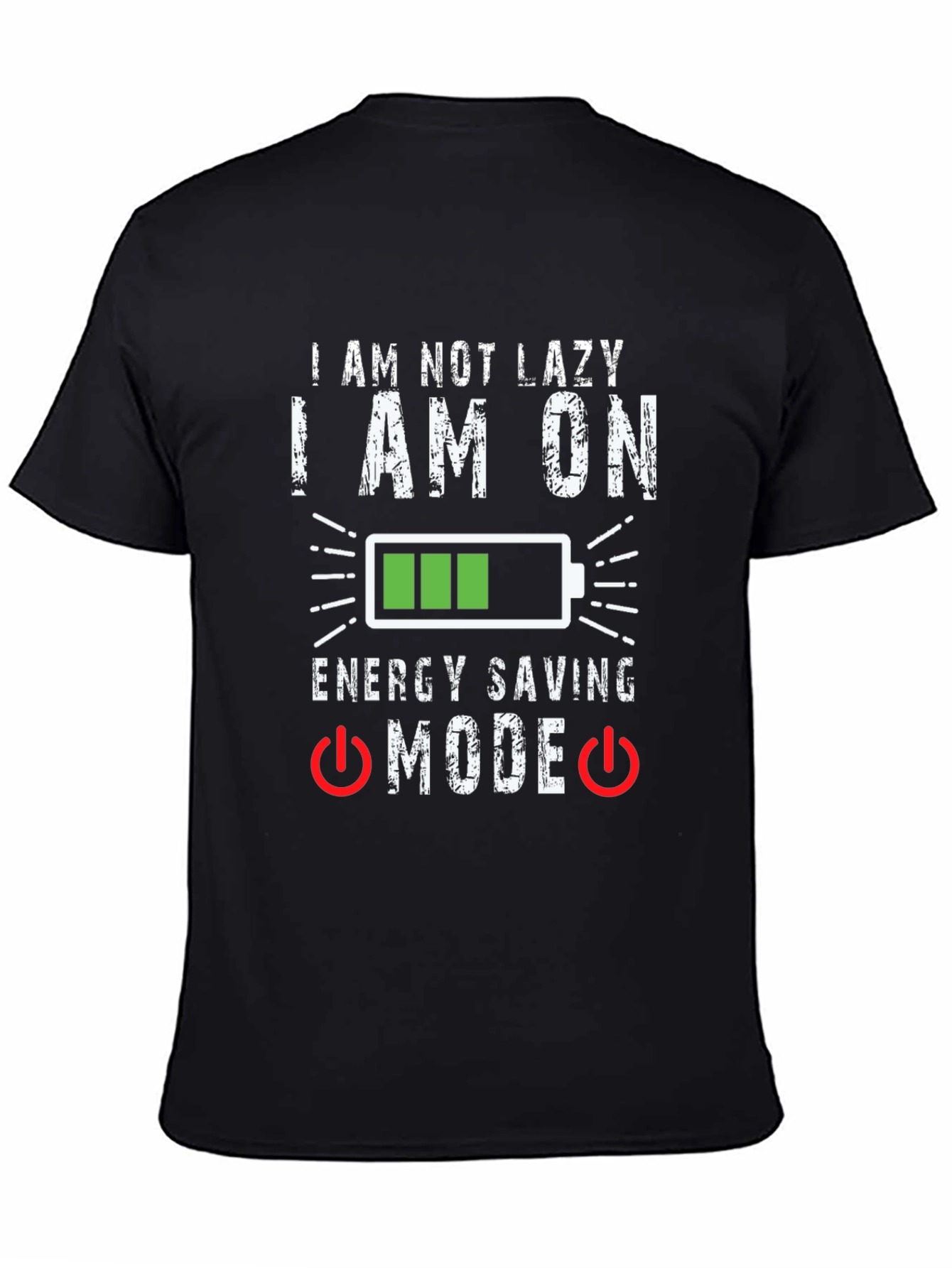 Black Funny Energy Saving Mode Graphic T-Shirt view 4
