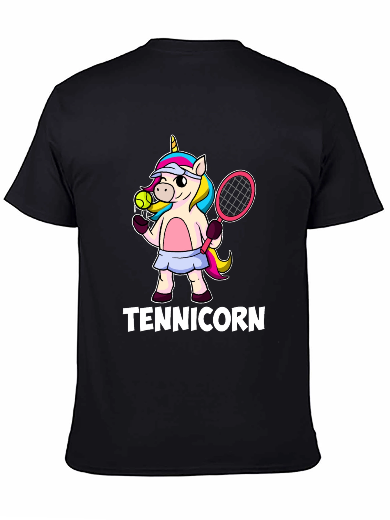 Black Tennicorn Graphic T-Shirt - Tennis Unicorn view 4