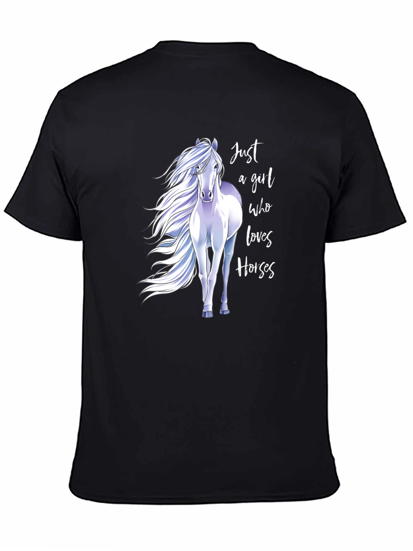 Black Just A Girl Who Loves Horses Graphic Tee - Black view 4