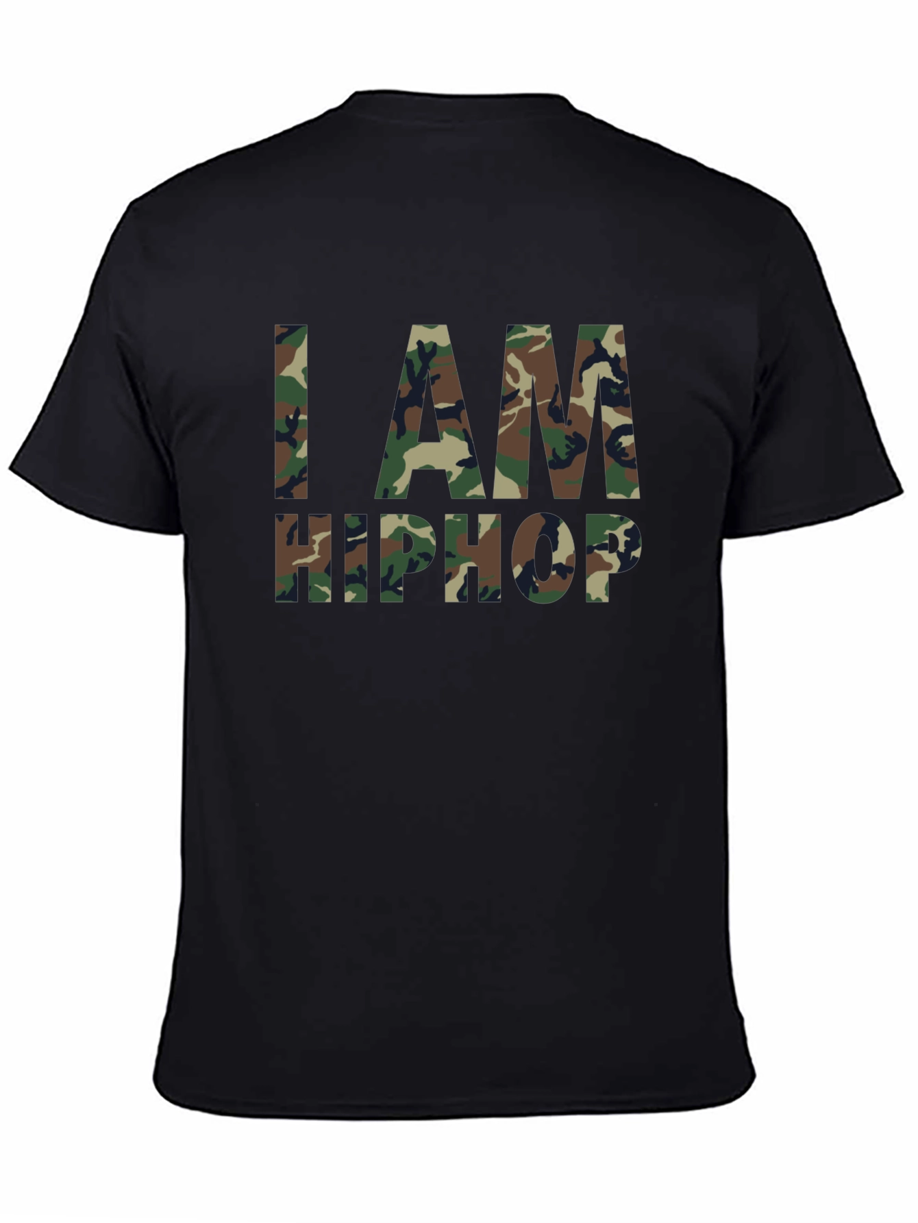 Black I AM HIP HOP Camo Print Black T-Shirt view 4