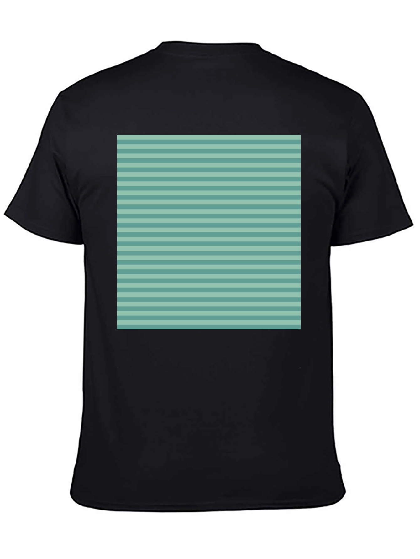 Black Striped Pattern Tee - Black Short Sleeve Crew Neck Shirt view 4