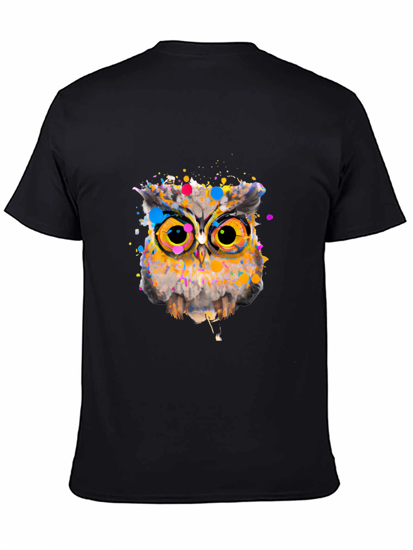 Black Owl Art Graphic Black T-Shirt view 4