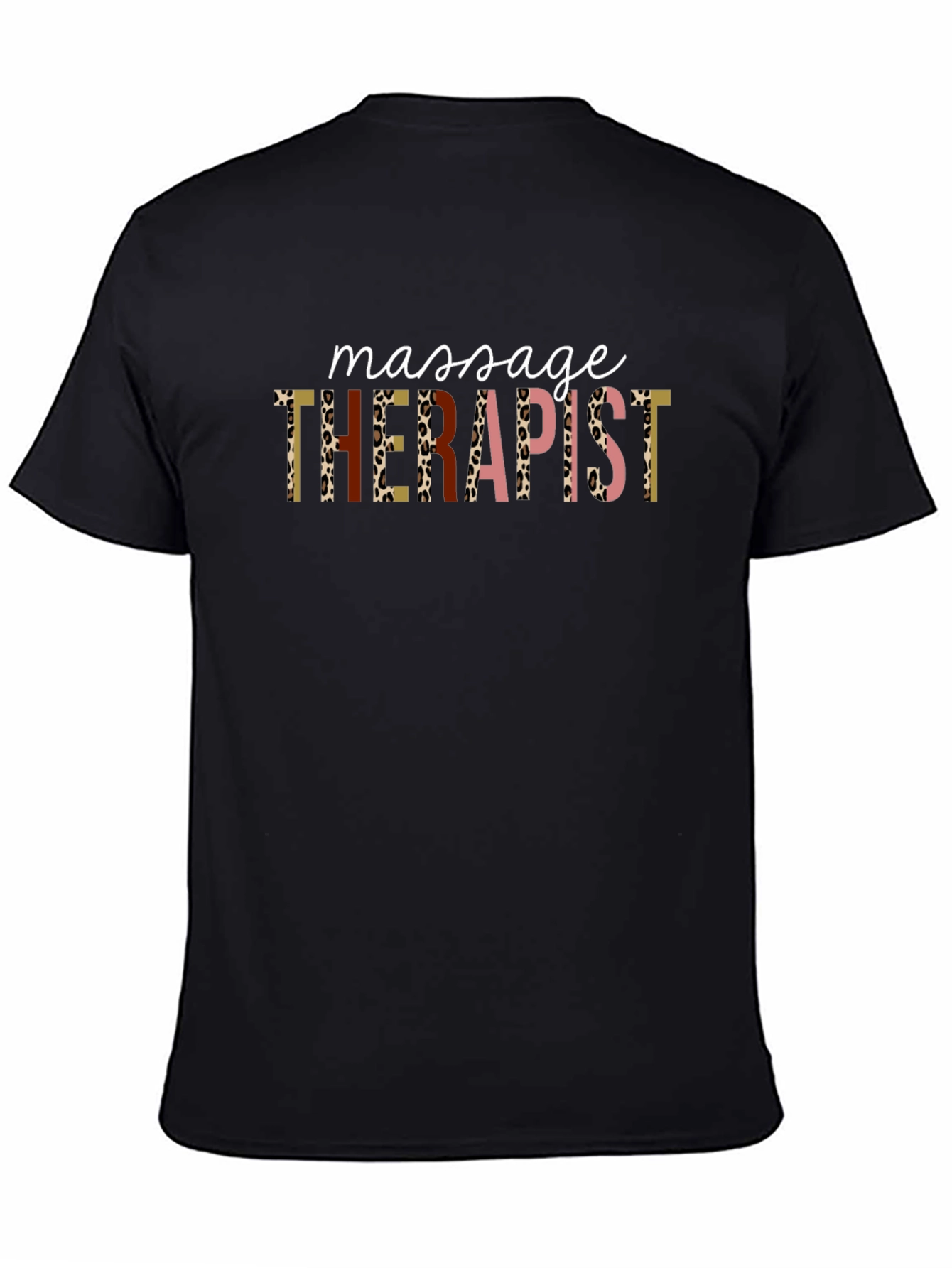 Black Massage Therapist Graphic Tee - Black Unisex T-Shirt view 4