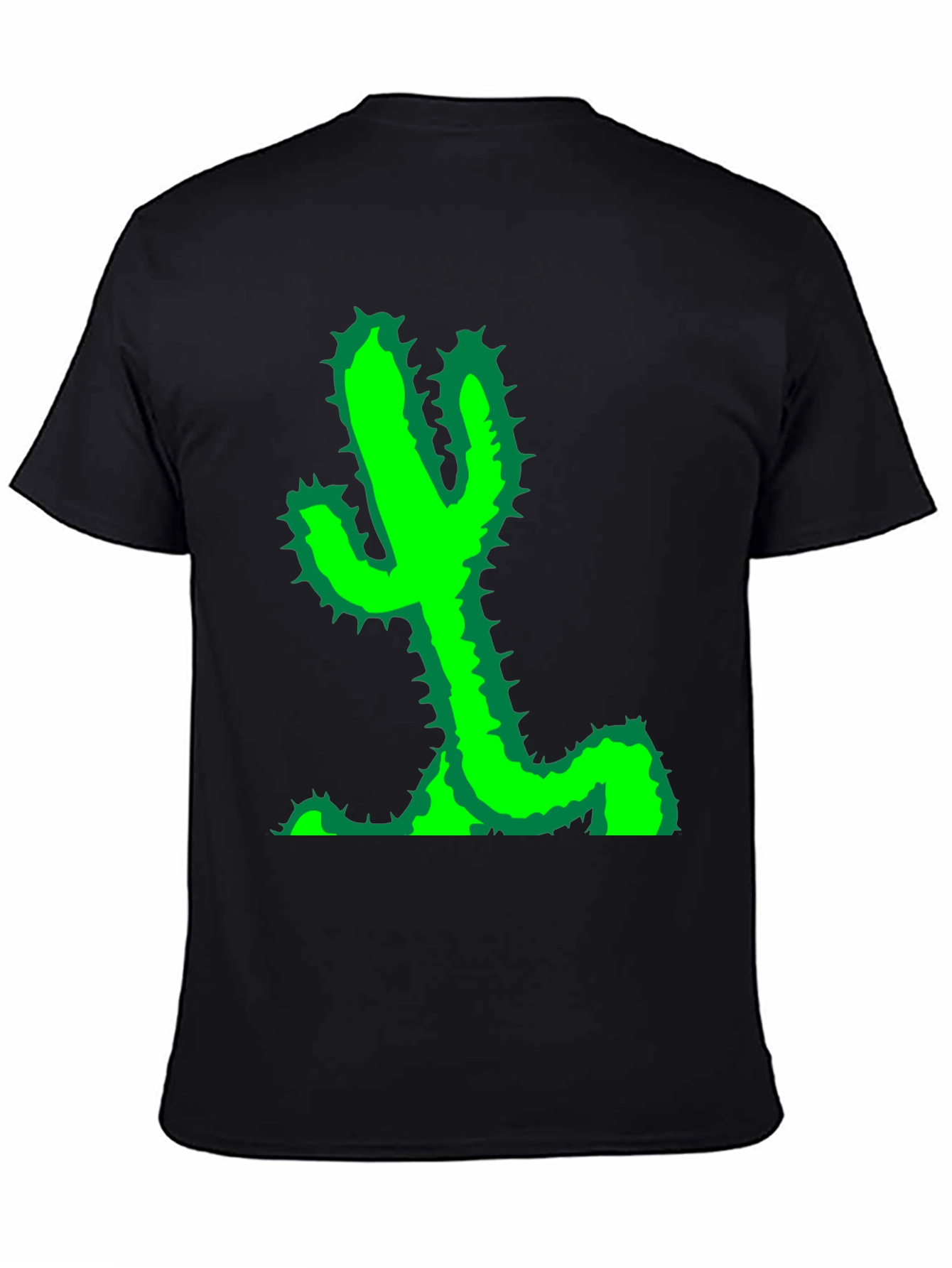Black Cactus Graphic Tee - Black Cotton T-Shirt view 4