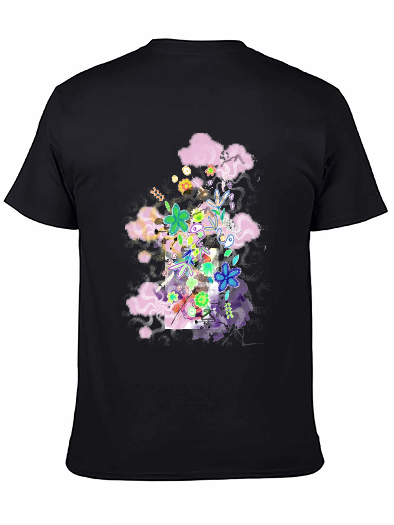 Black Floral Cloud T-Shirt - Black view 4